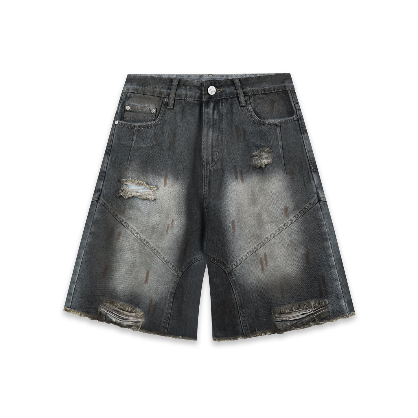 SWE INTERCUT DENIM SHORTS - WASHDED BLACK