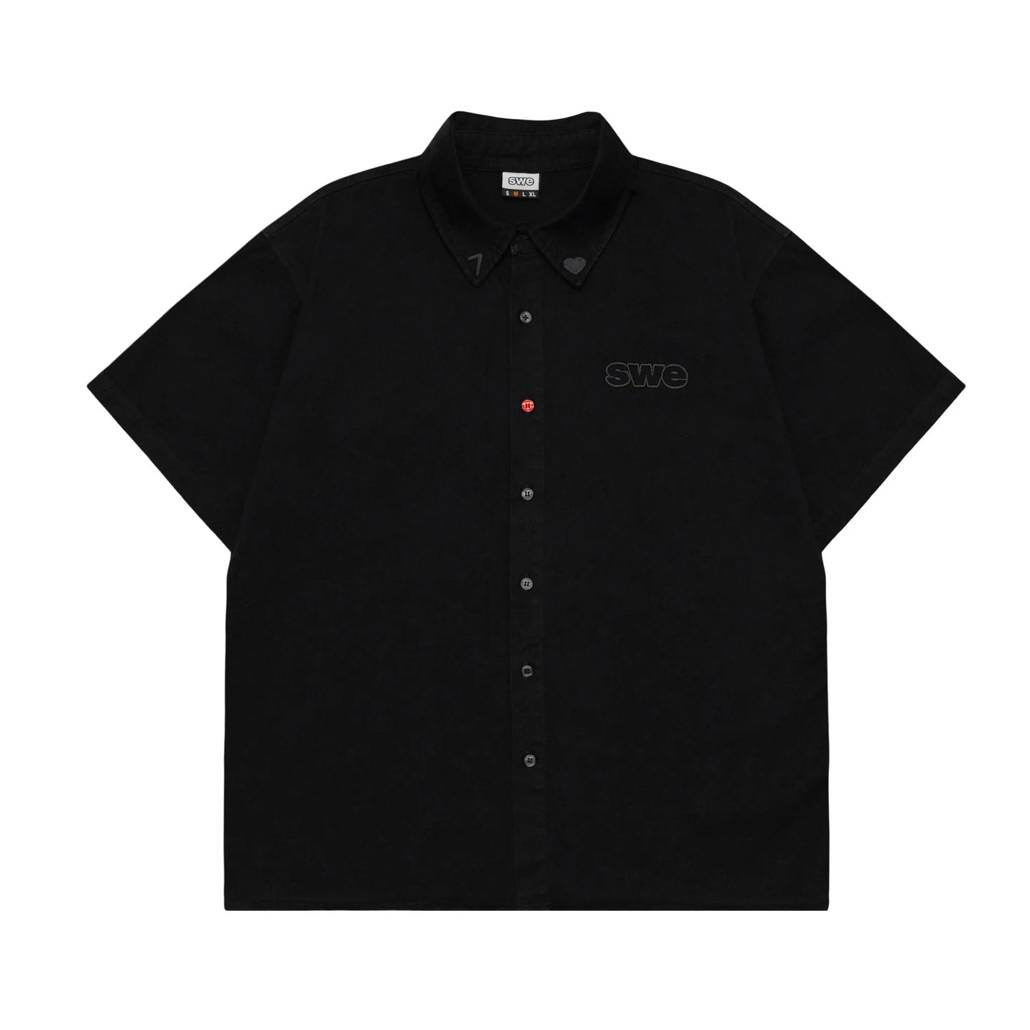 RED BUTTON SHIRT - BLACK/OFF WHITE