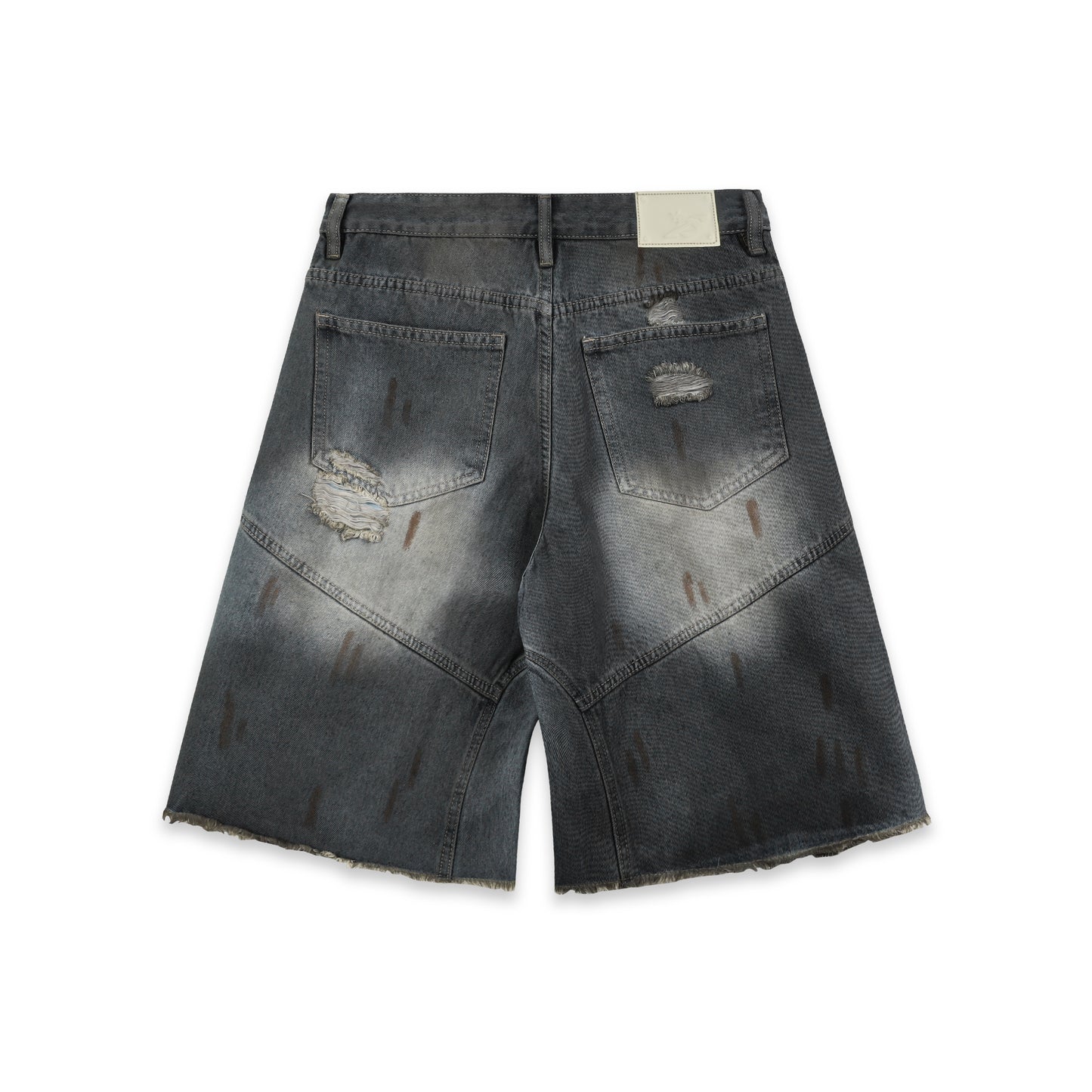 SWE INTERCUT DENIM SHORTS - WASHDED BLACK