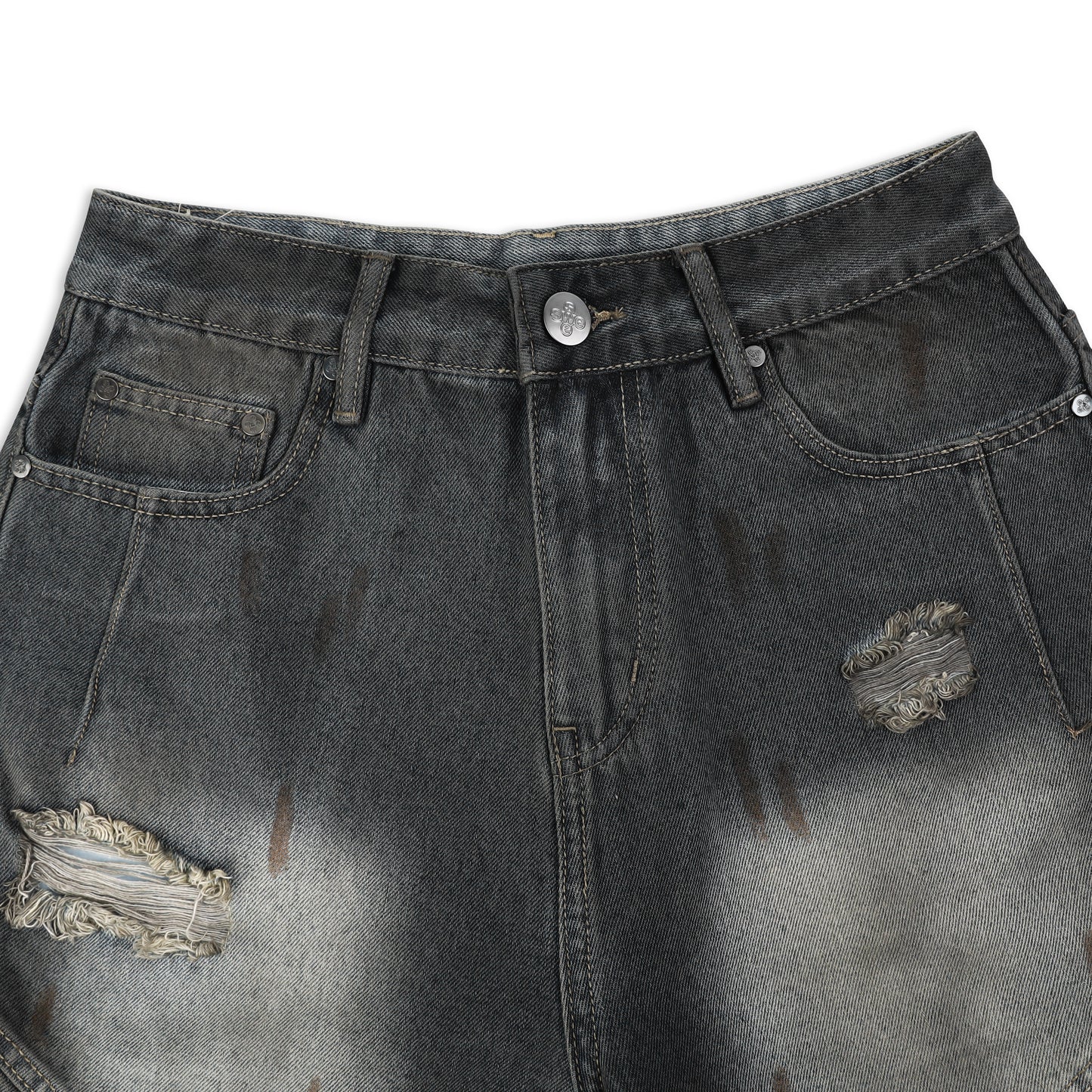 SWE INTERCUT DENIM SHORTS - WASHDED BLACK