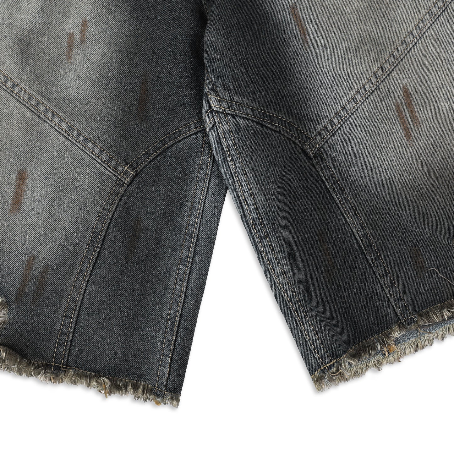 SWE INTERCUT DENIM SHORTS - WASHDED BLACK