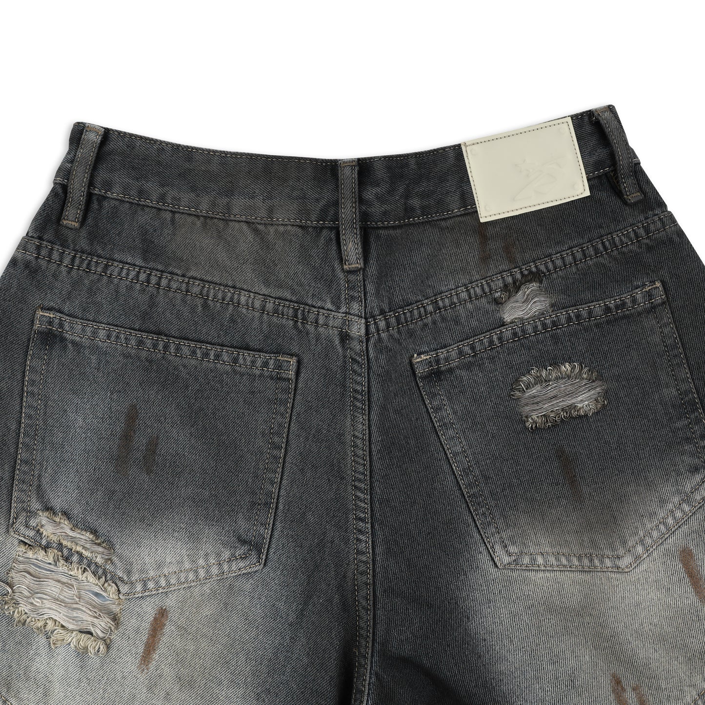 SWE INTERCUT DENIM SHORTS - WASHDED BLACK
