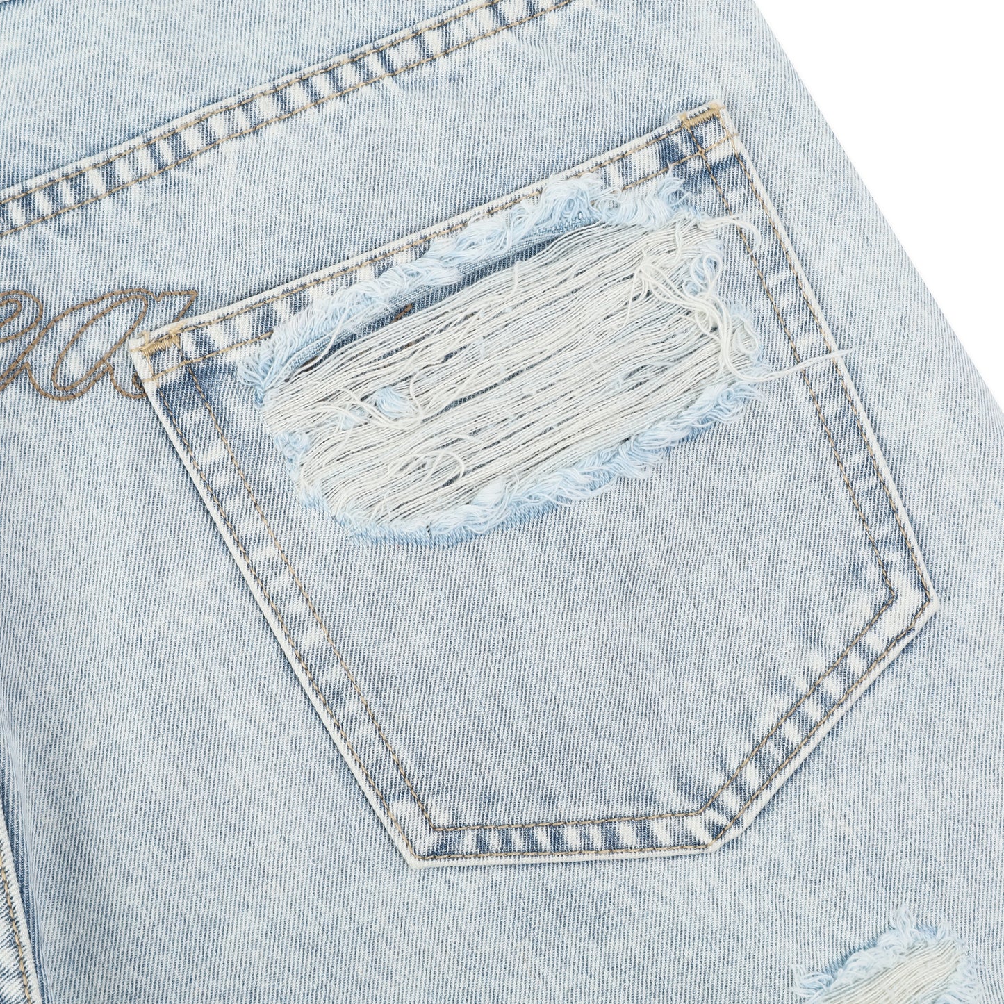SWE KNEECRAFT DENIM SHORTS - LIGHT BLUE