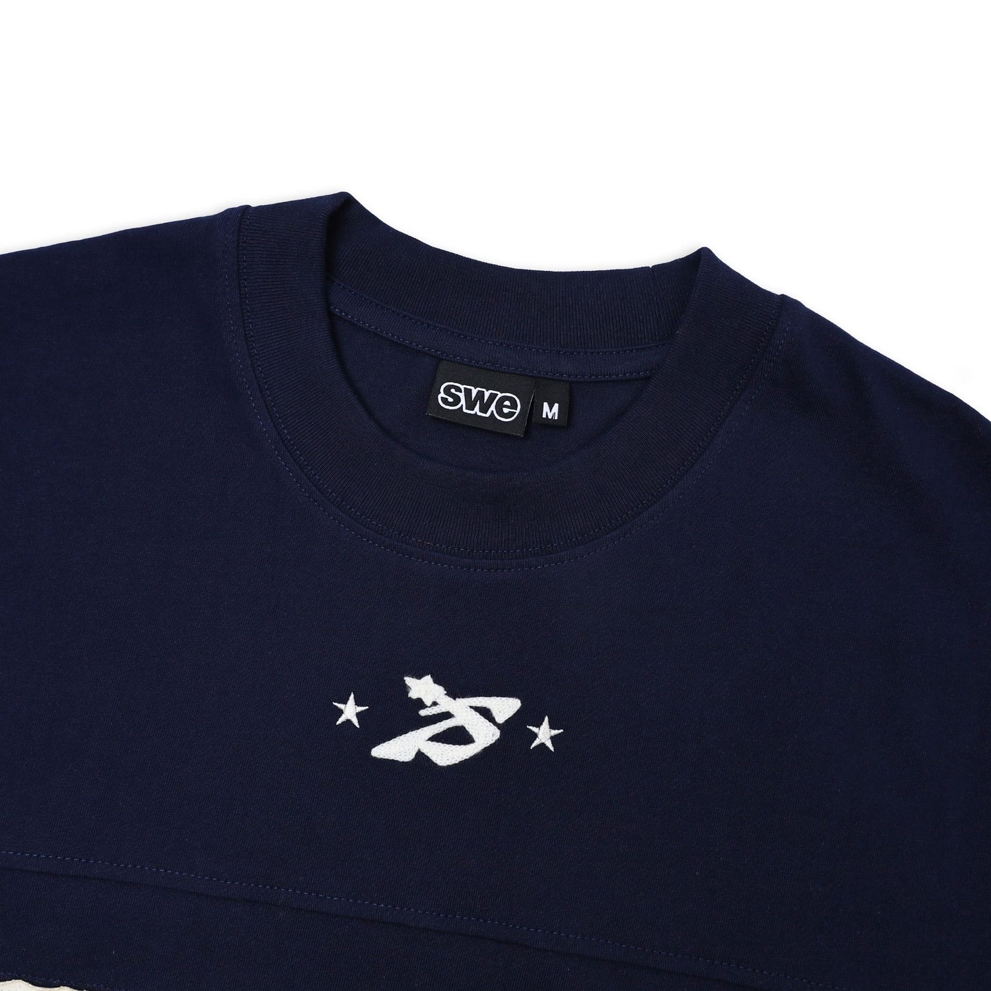 HOLLOW TEE - WHITE/NAVY