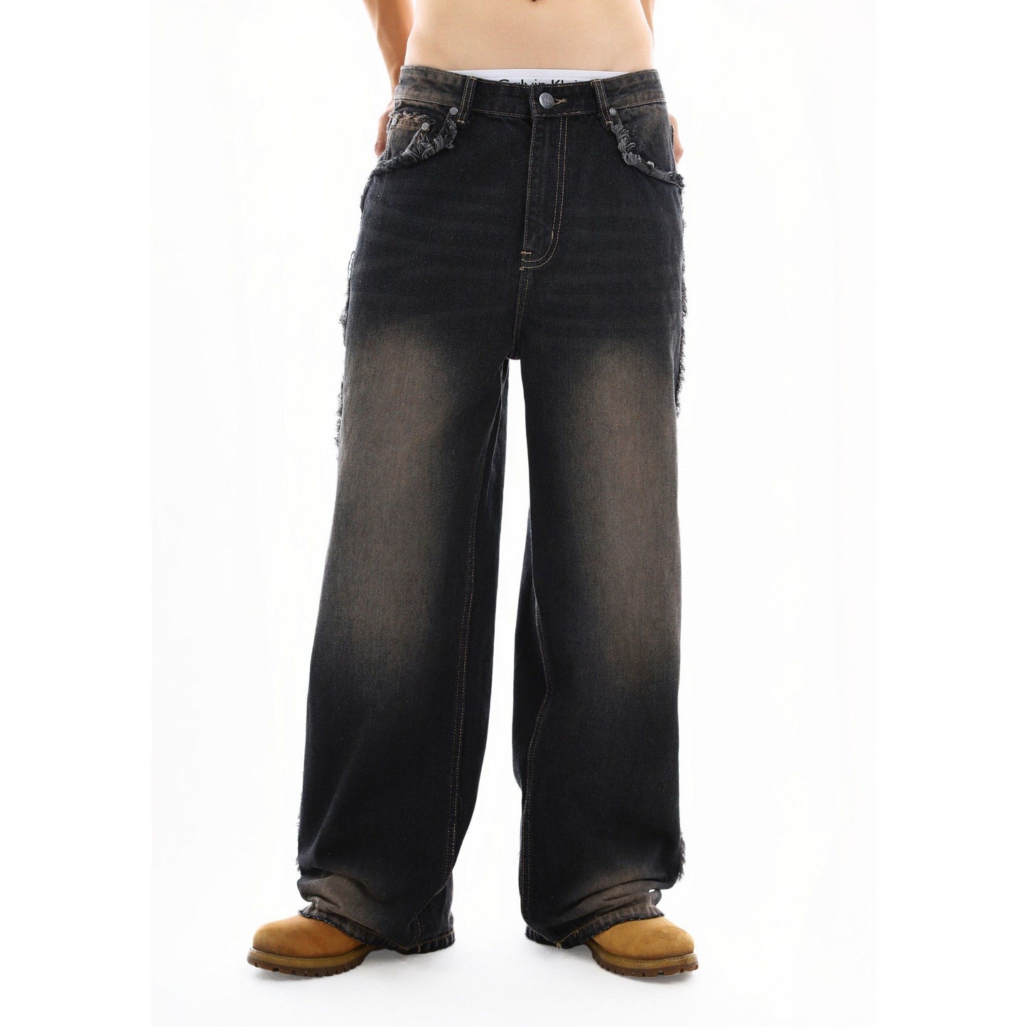 EDGE WASHED JEANS - BLACK/LIGHT BLUE/BLUE