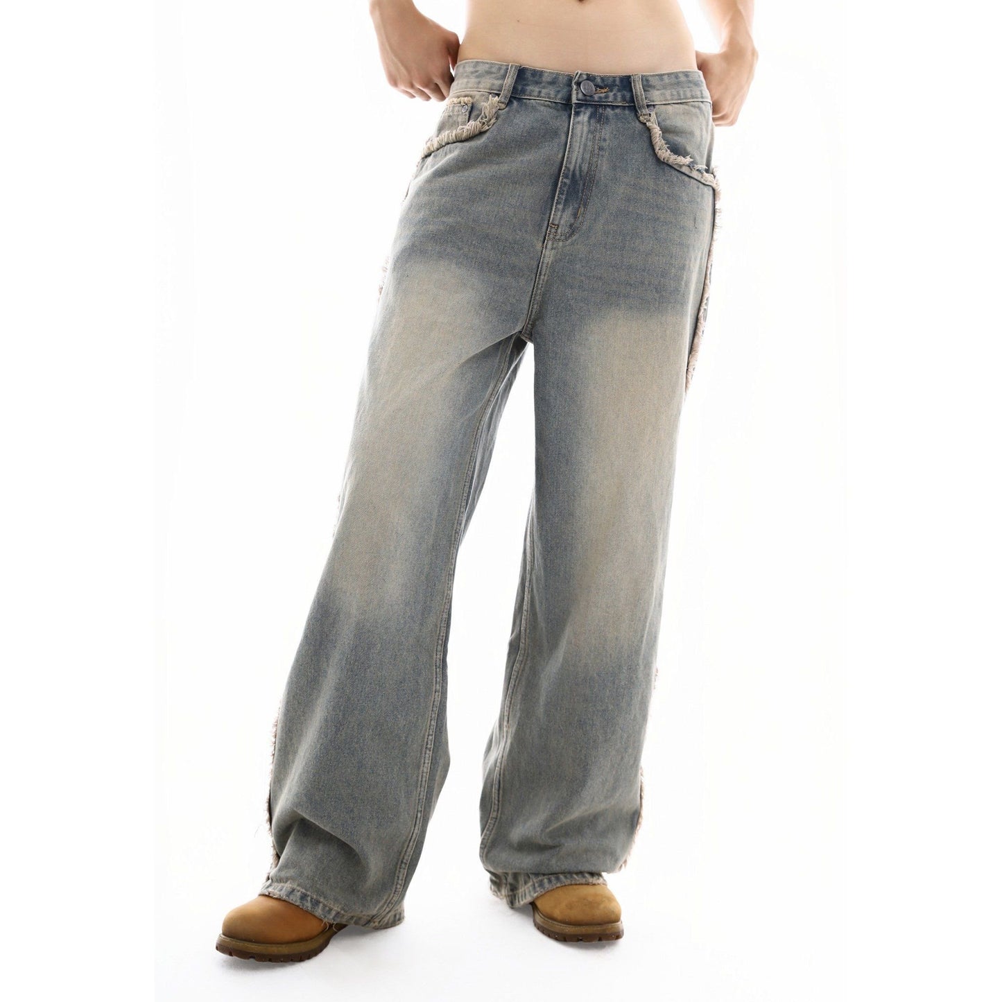 EDGE WASHED JEANS - BLACK/LIGHT BLUE/BLUE