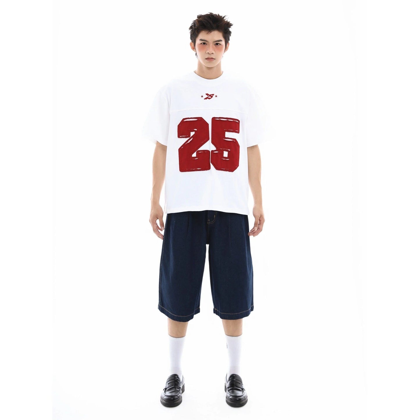 HOLLOW TEE - WHITE/NAVY