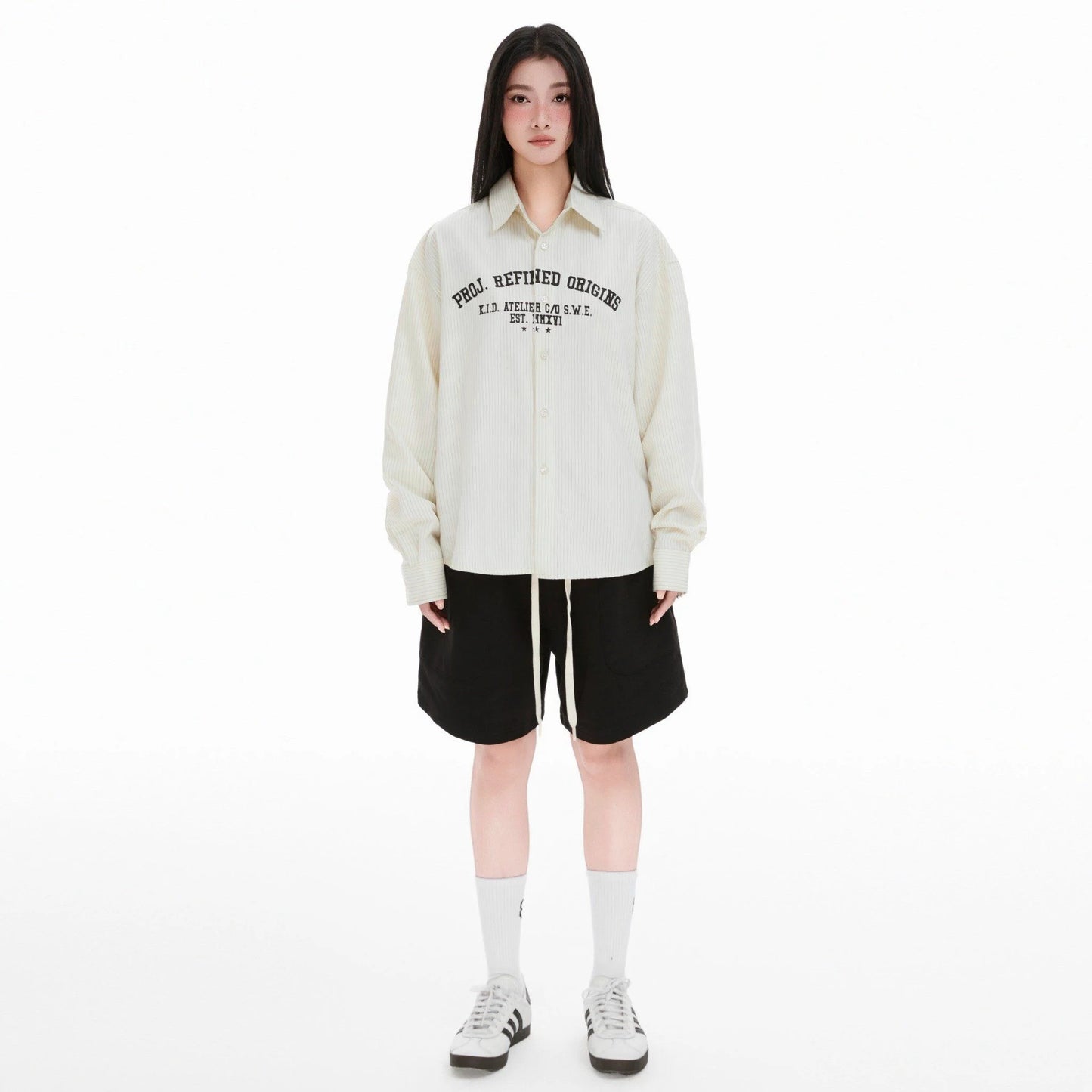 PROJECT L/S SHIRT - WHITE/BEIGE