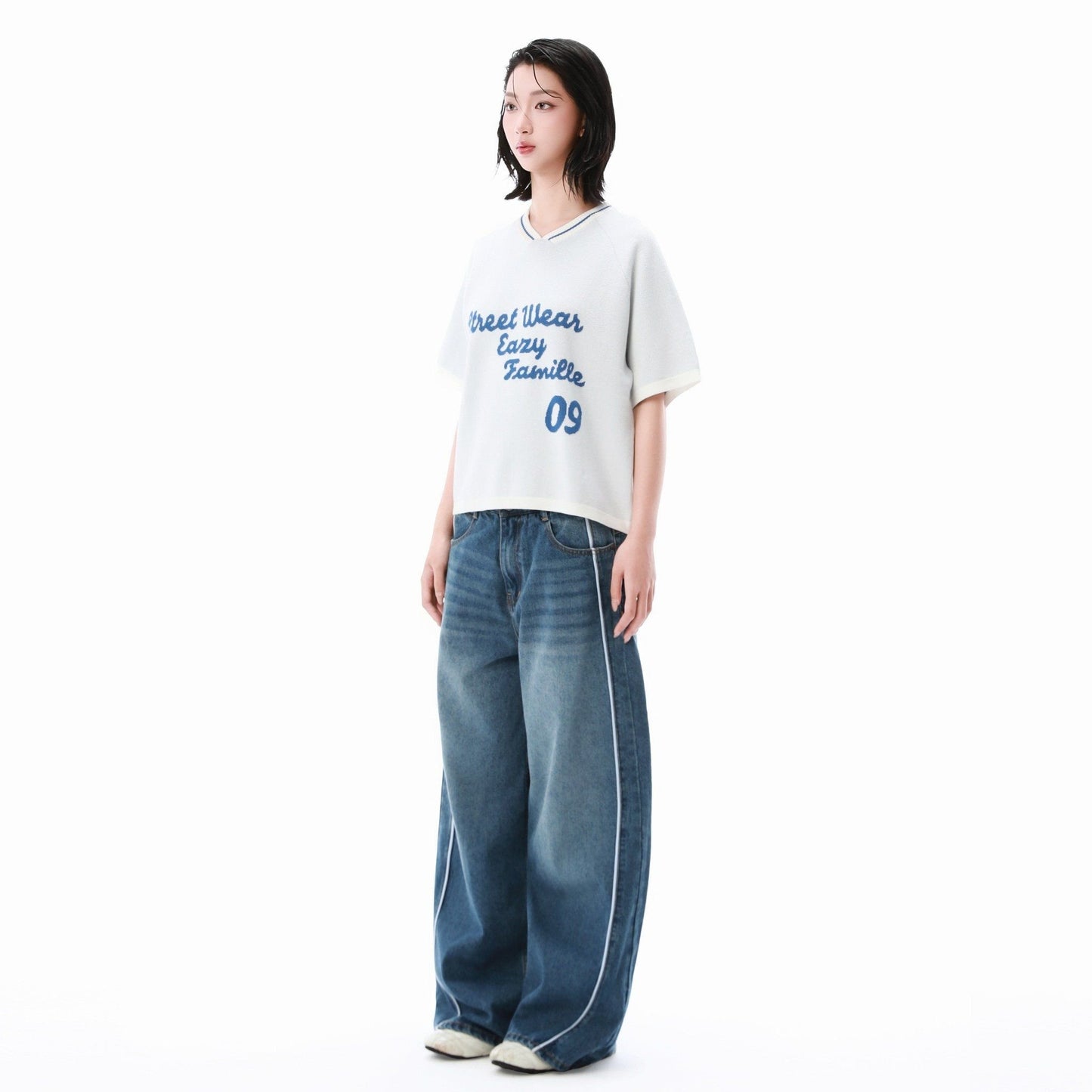 SWE FAM KNIT BOXY TEE - MISTRAL