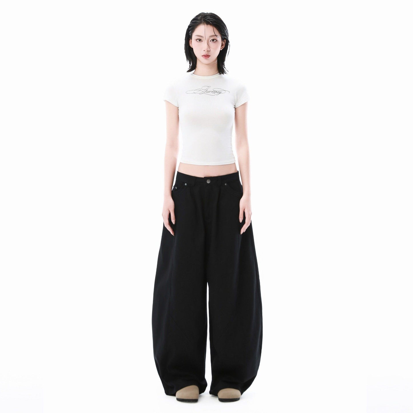 SWE BARREL KHAKI PANTS - BLACK