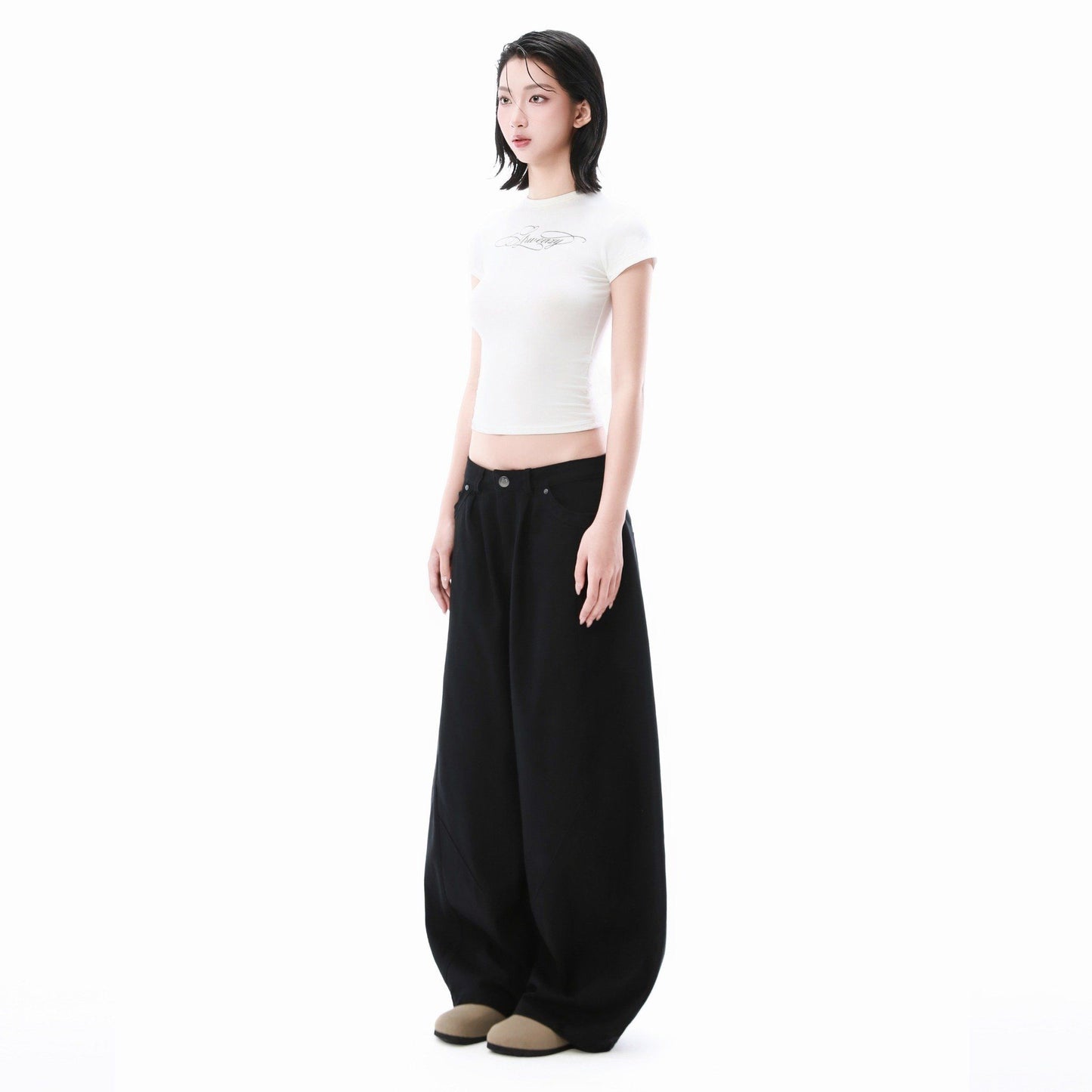 SWE BARREL KHAKI PANTS - BLACK