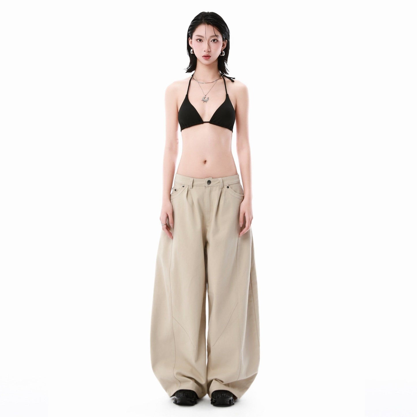 SWE BARREL KHAKI PANTS - BEIGE
