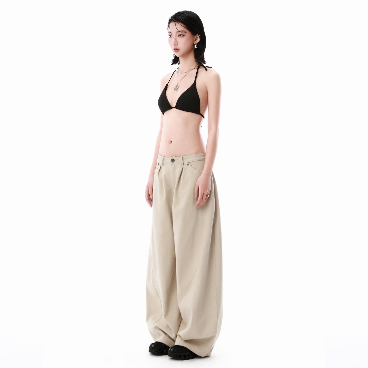SWE BARREL KHAKI PANTS - BEIGE