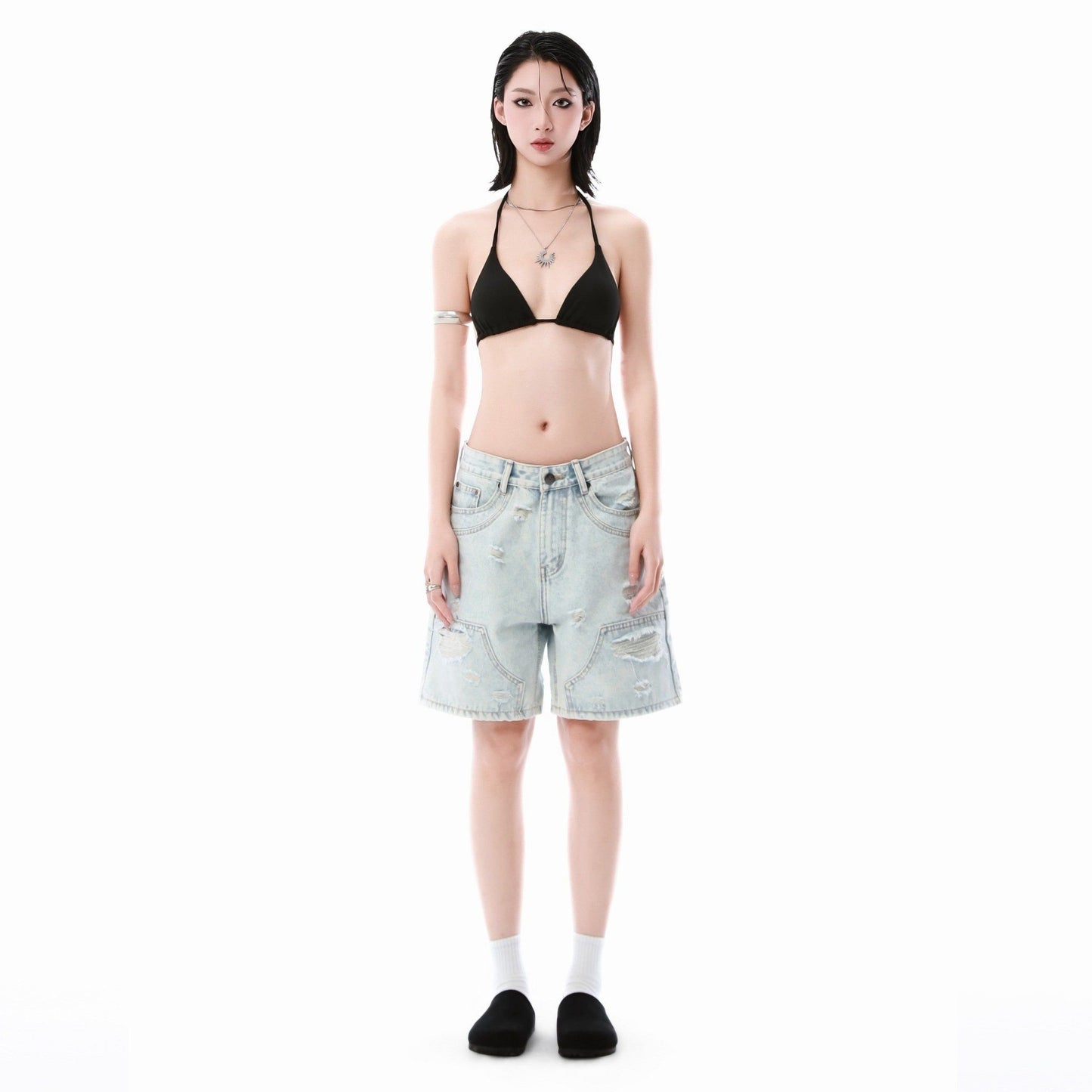 SWE KNEECRAFT DENIM SHORTS - LIGHT BLUE