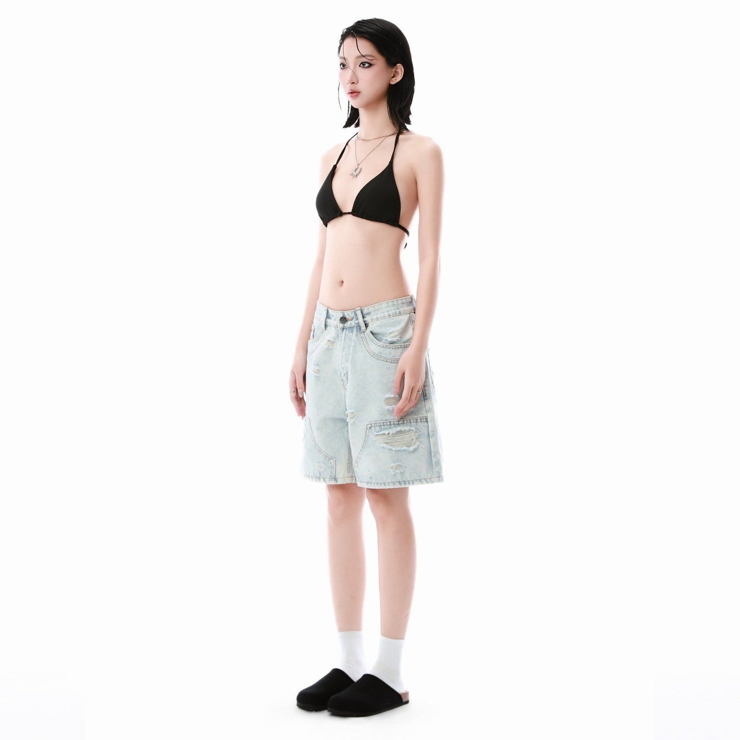SWE KNEECRAFT DENIM SHORTS - LIGHT BLUE