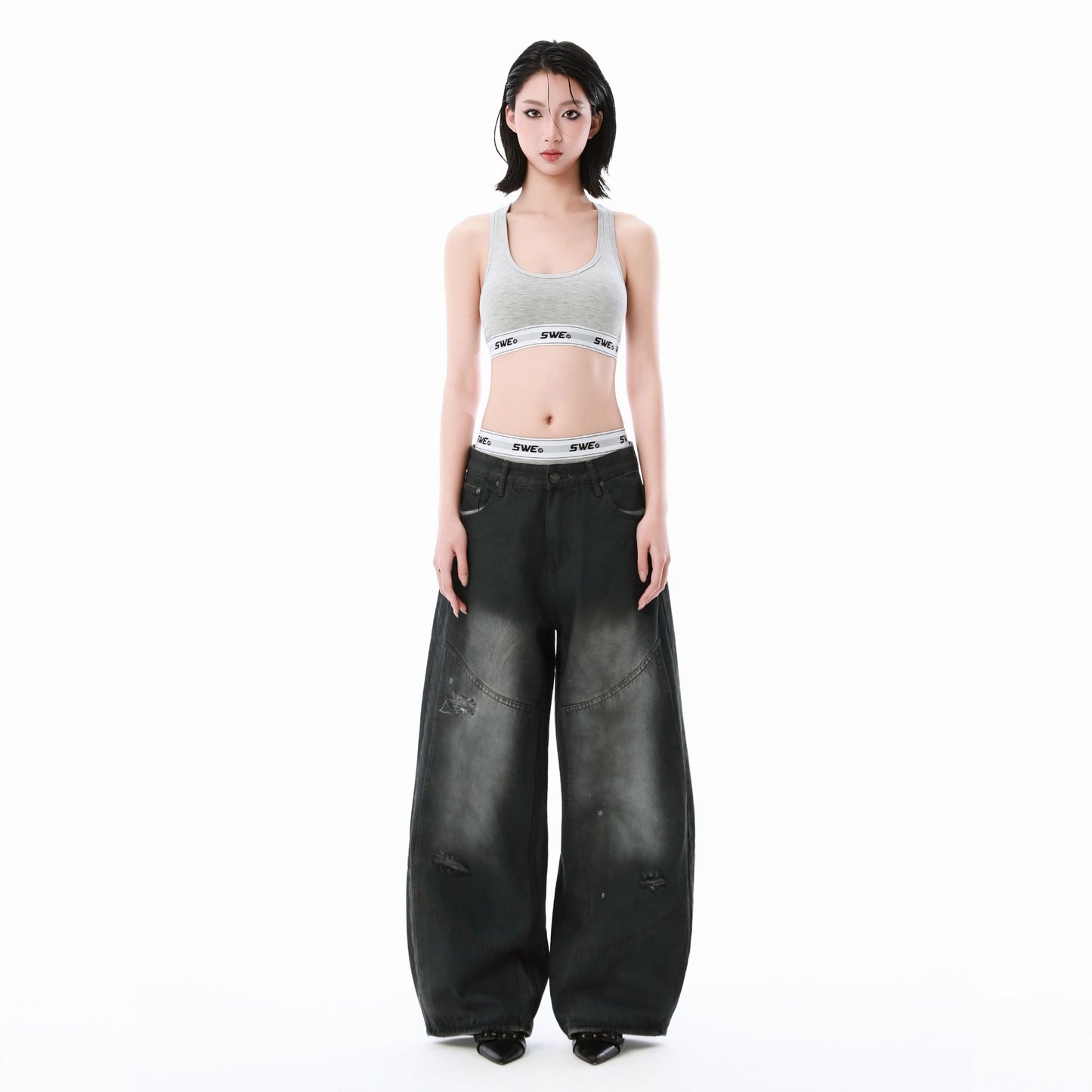 SWE PANEL FADE JEANS - ACID BLACK