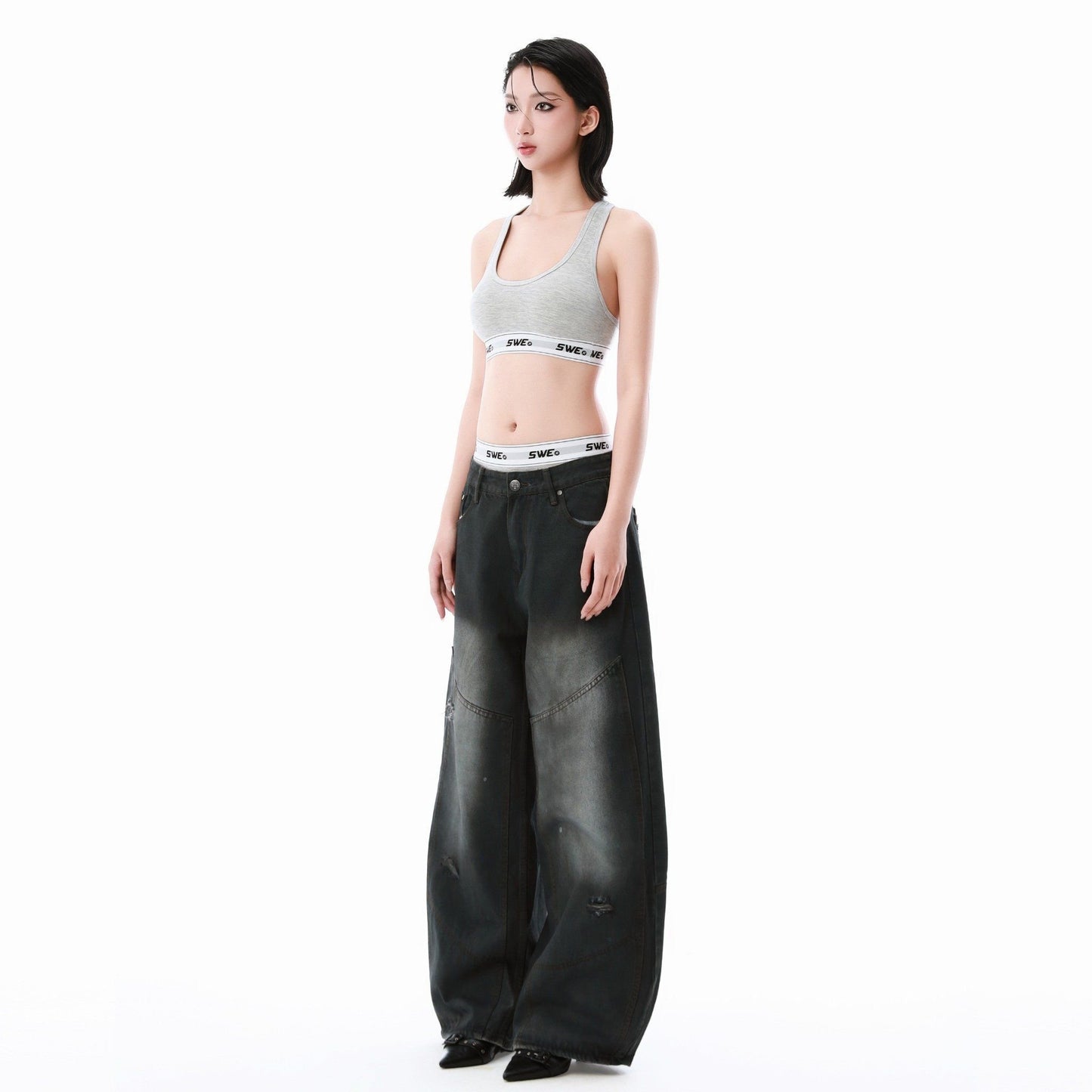 SWE PANEL FADE JEANS - ACID BLACK