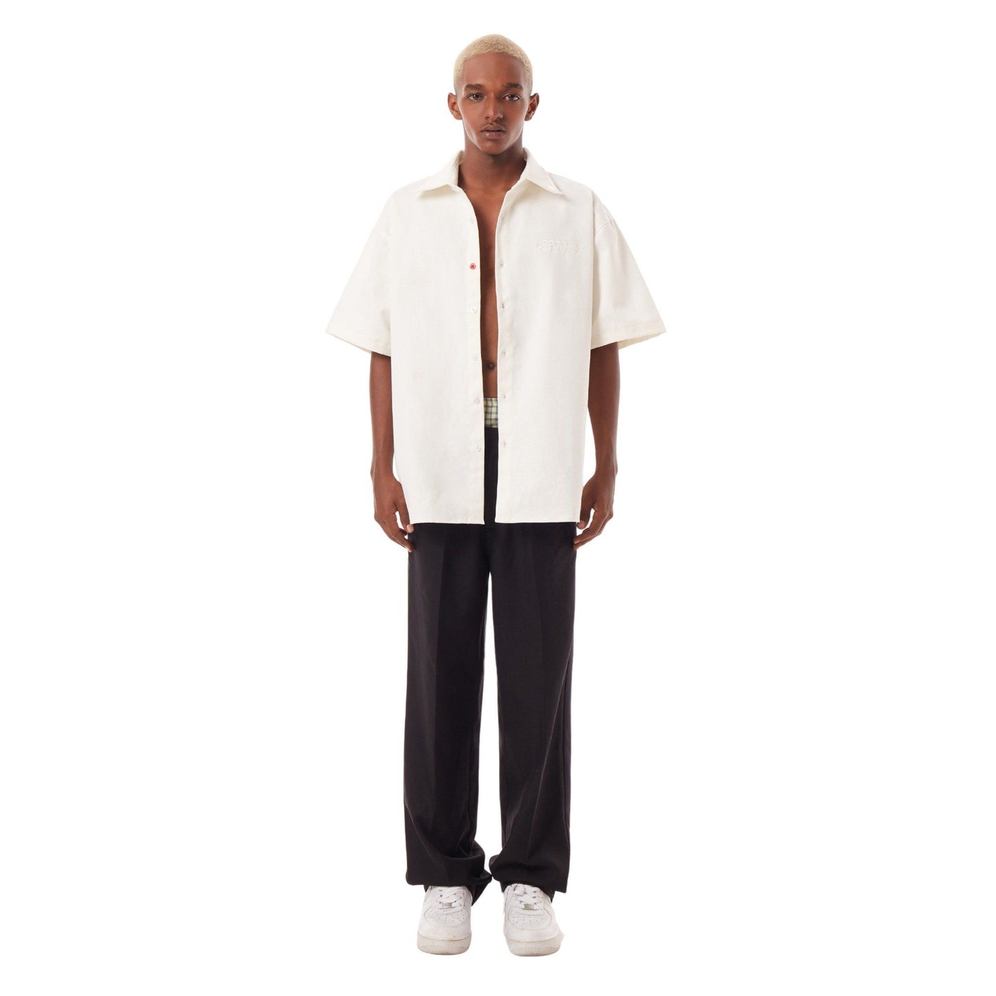 RED BUTTON SHIRT - BLACK/OFF WHITE