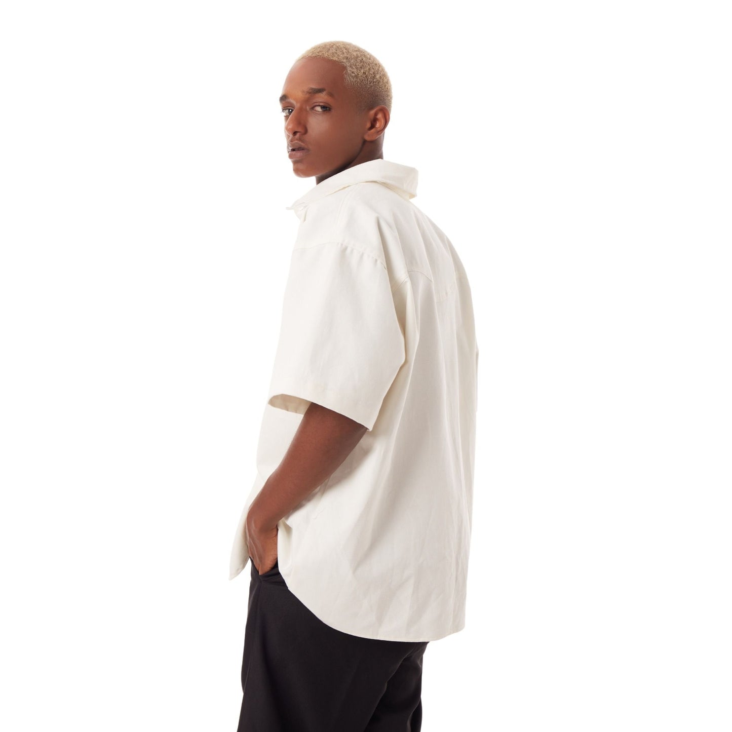 RED BUTTON SHIRT - BLACK/OFF WHITE