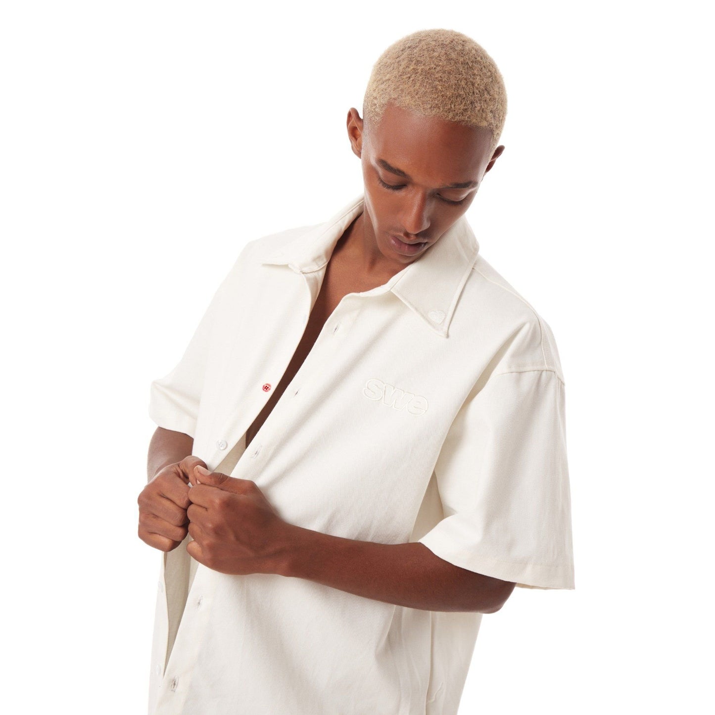 RED BUTTON SHIRT - BLACK/OFF WHITE