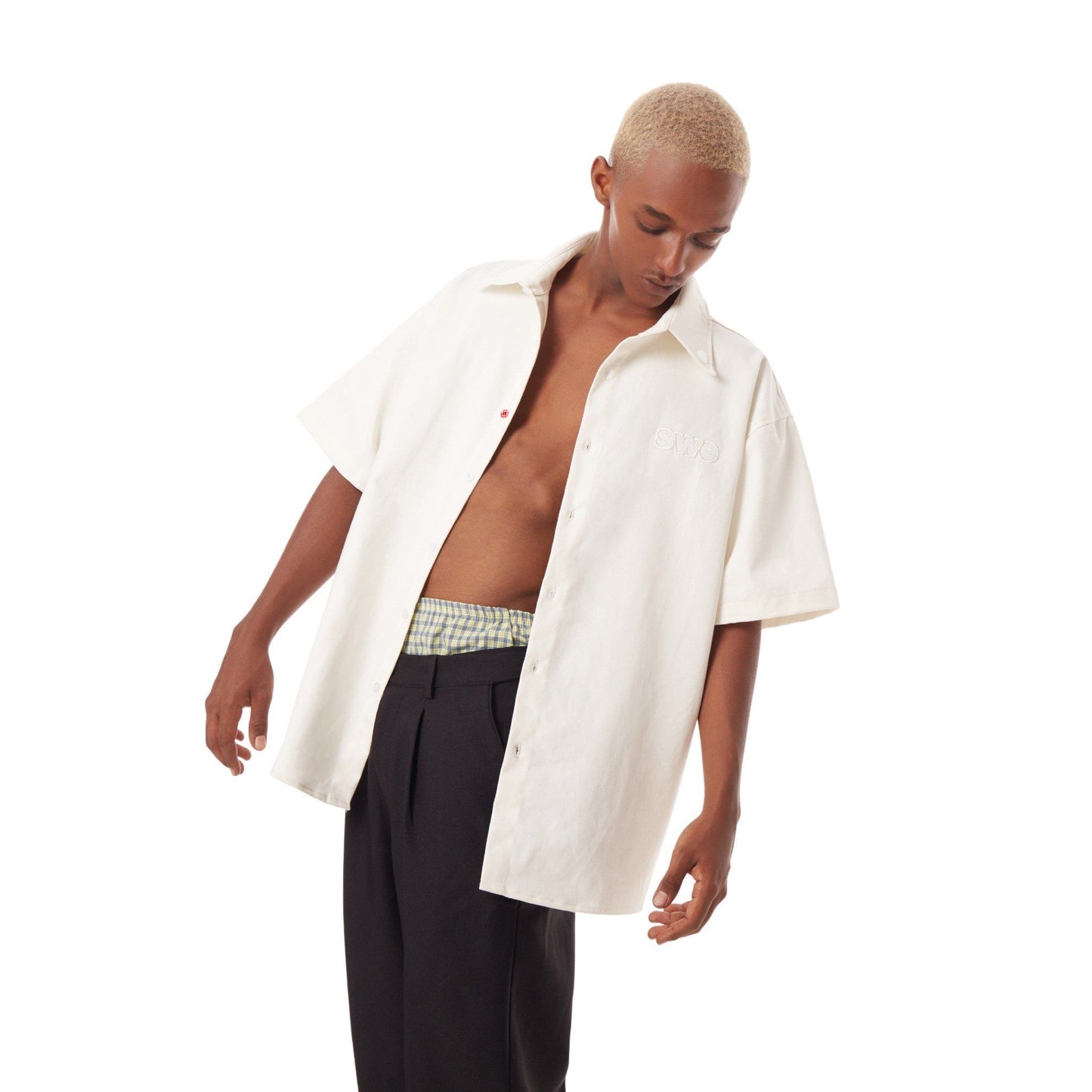 RED BUTTON SHIRT - BLACK/OFF WHITE