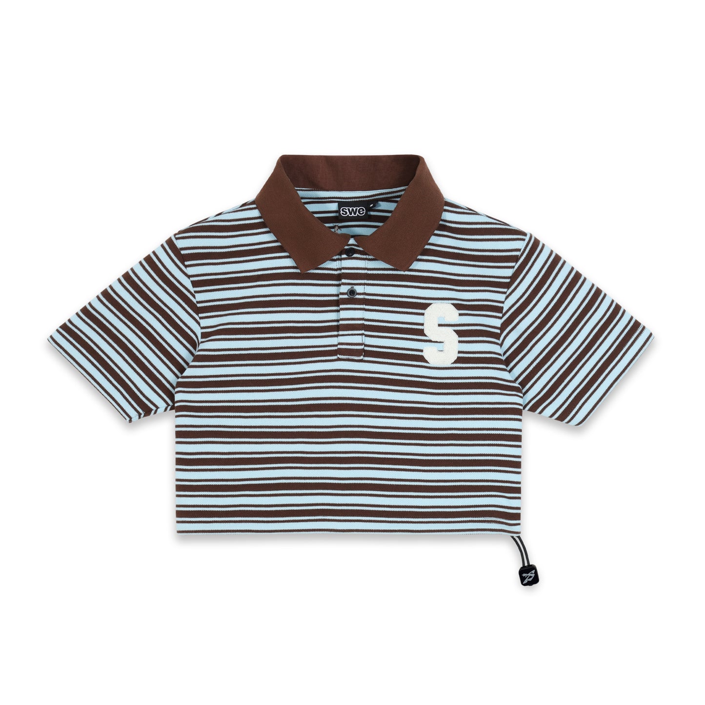 SWE STRIPE CROP POLO - BLUE