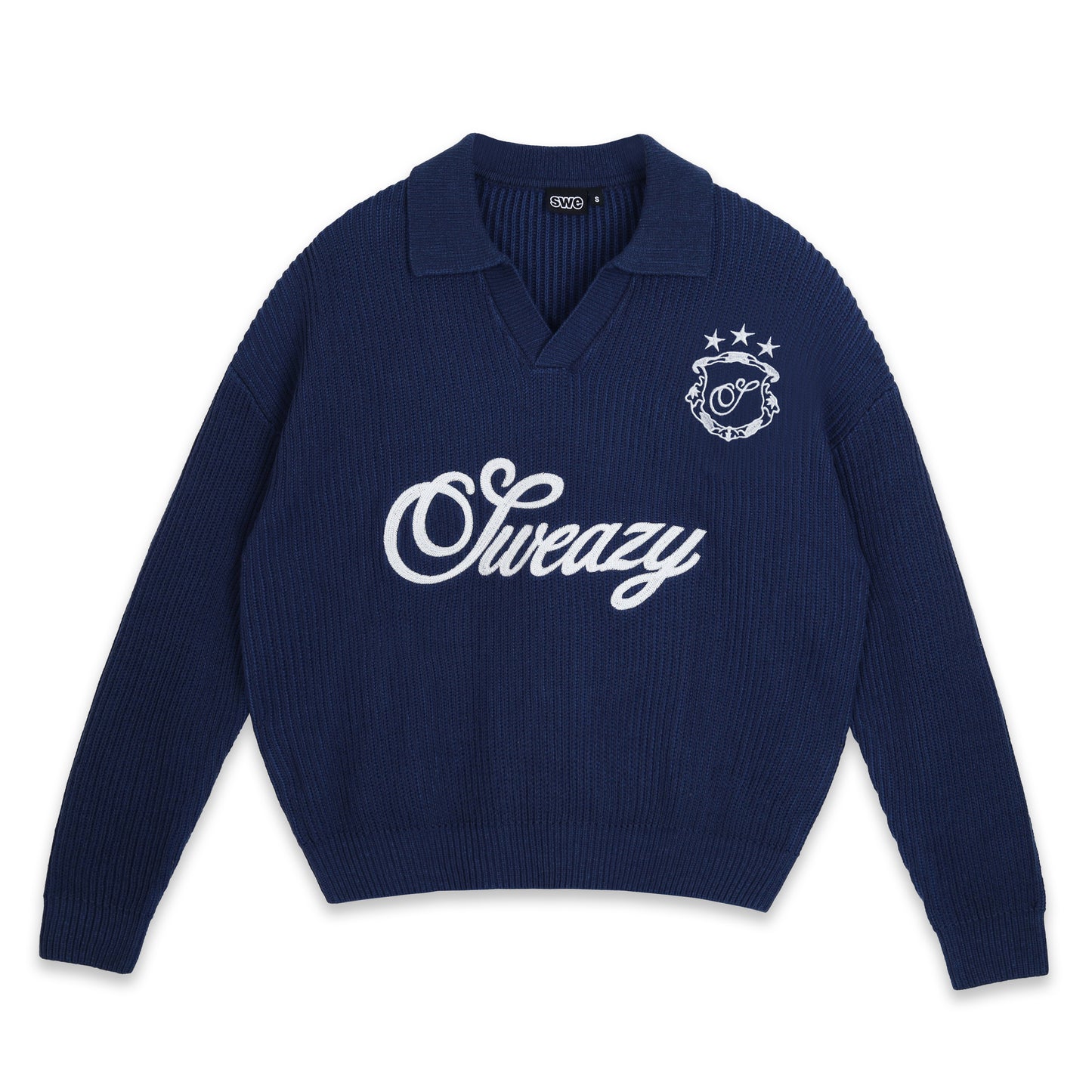 SWE L/S KNIT POLO - NAVY