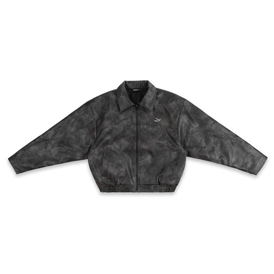 SWE STONEWASHED LEATHER JACKET - BLACK