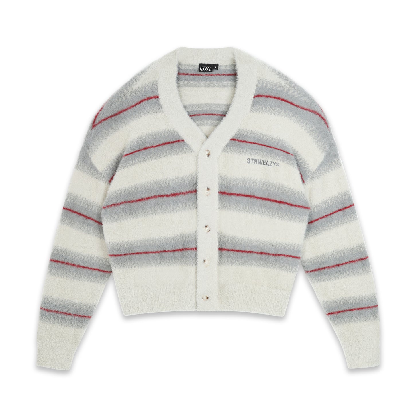 SWE MOHAIR CARDIGAN - STRIPED GRAY
