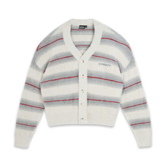 SWE MOHAIR CARDIGAN - STRIPED GRAY