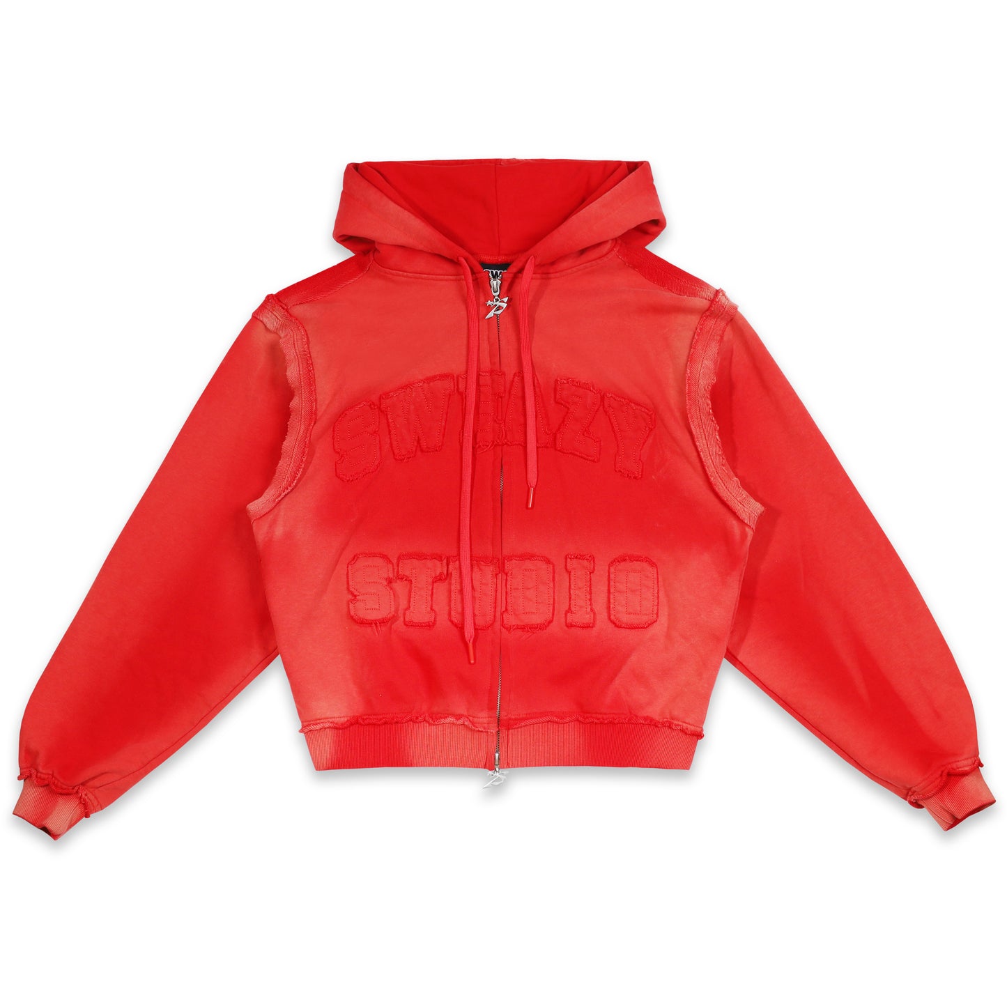 SWE 2 WAY ZIP HOODIE - WASHED RED
