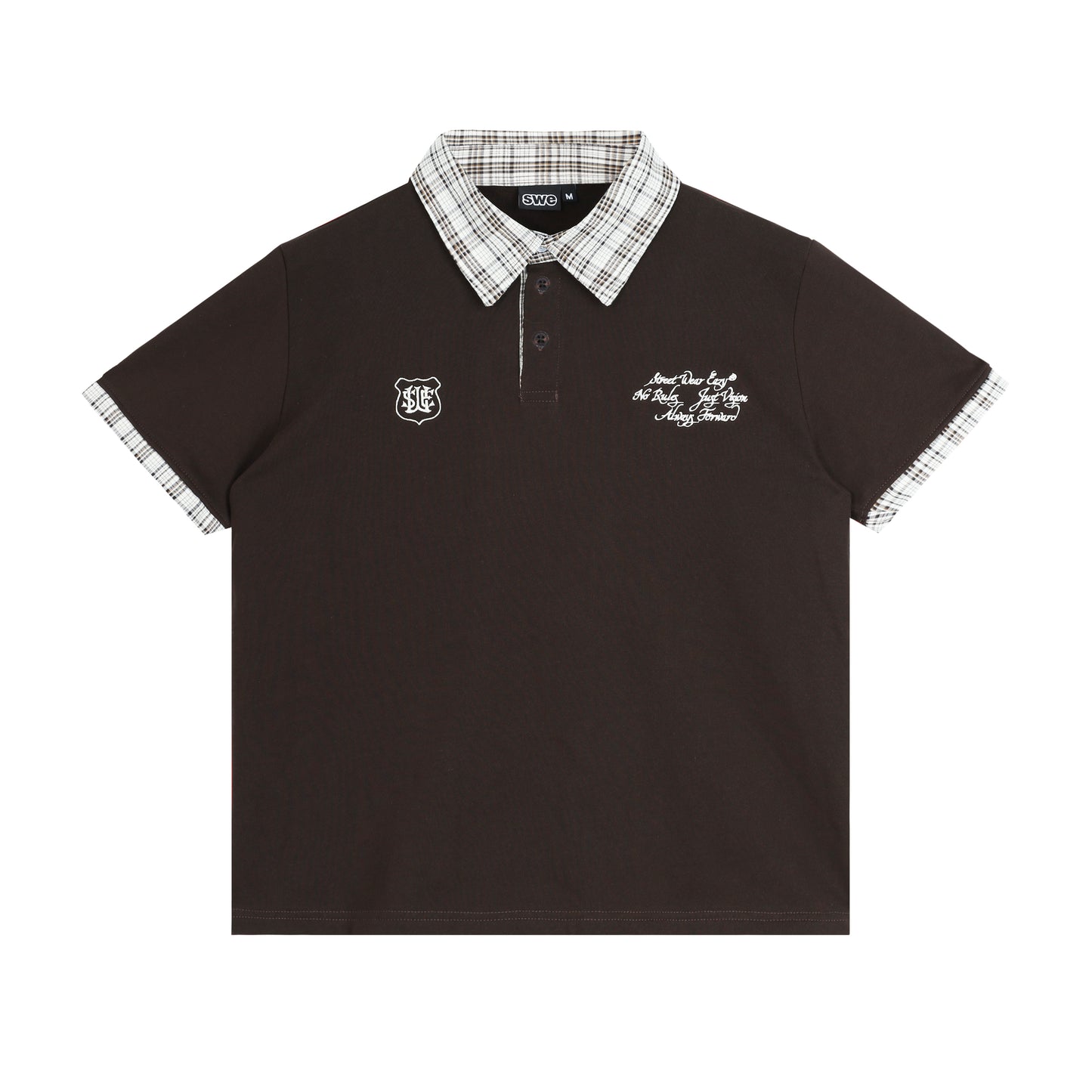 SWE PLAID POLO - BROWN