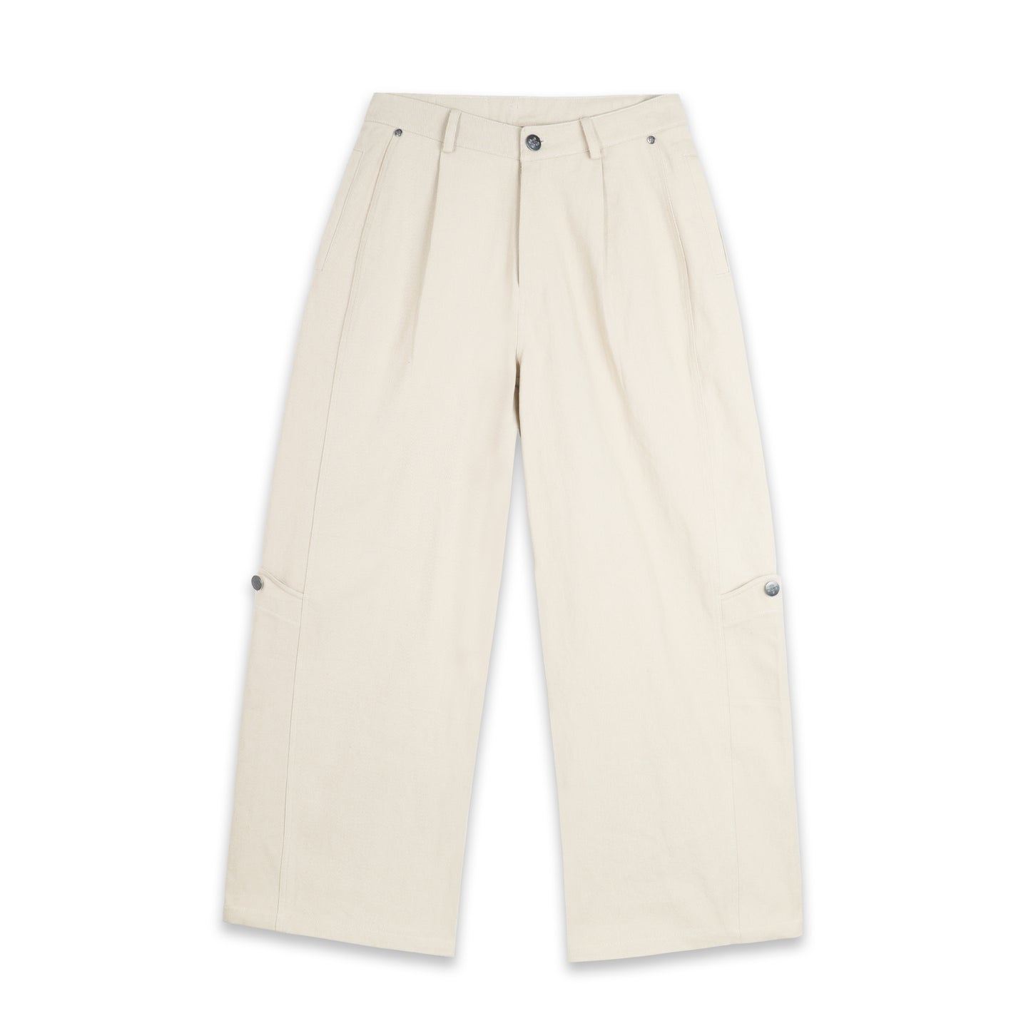 SWE BELTED WIDE PANTS - BEIGE