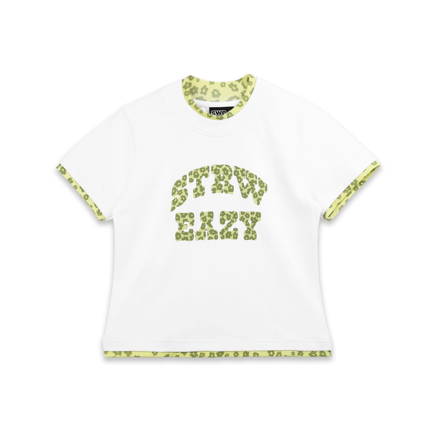 SWE BLOOM BABY TEE - WHITE/BLACK