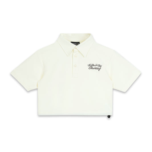SWE SCRIPT CROP POLO - IVORY