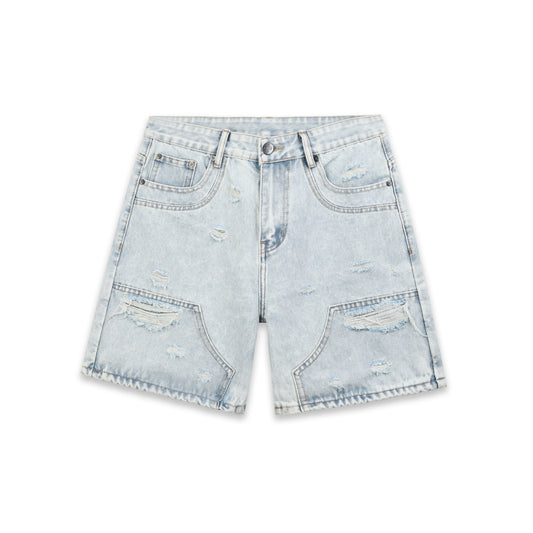 SWE KNEECRAFT DENIM SHORTS - LIGHT BLUE