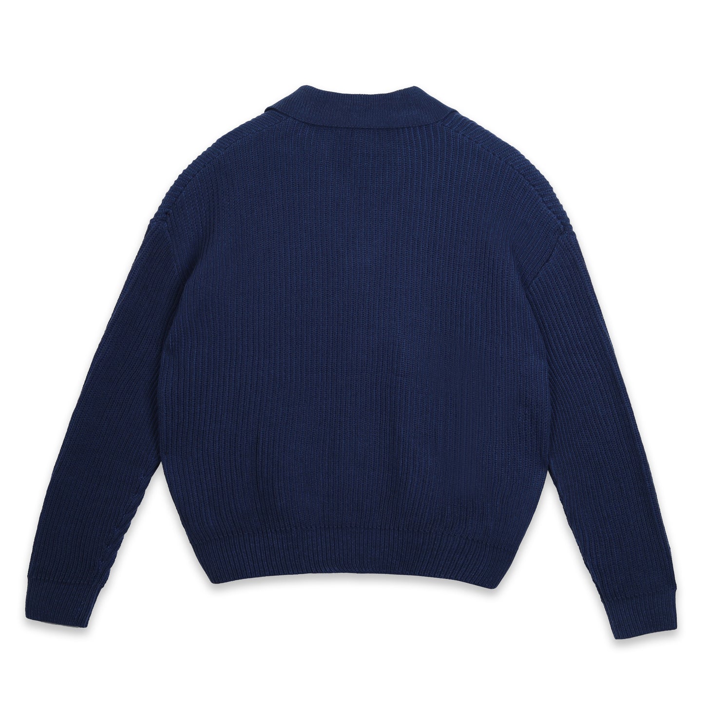 SWE L/S KNIT POLO - NAVY
