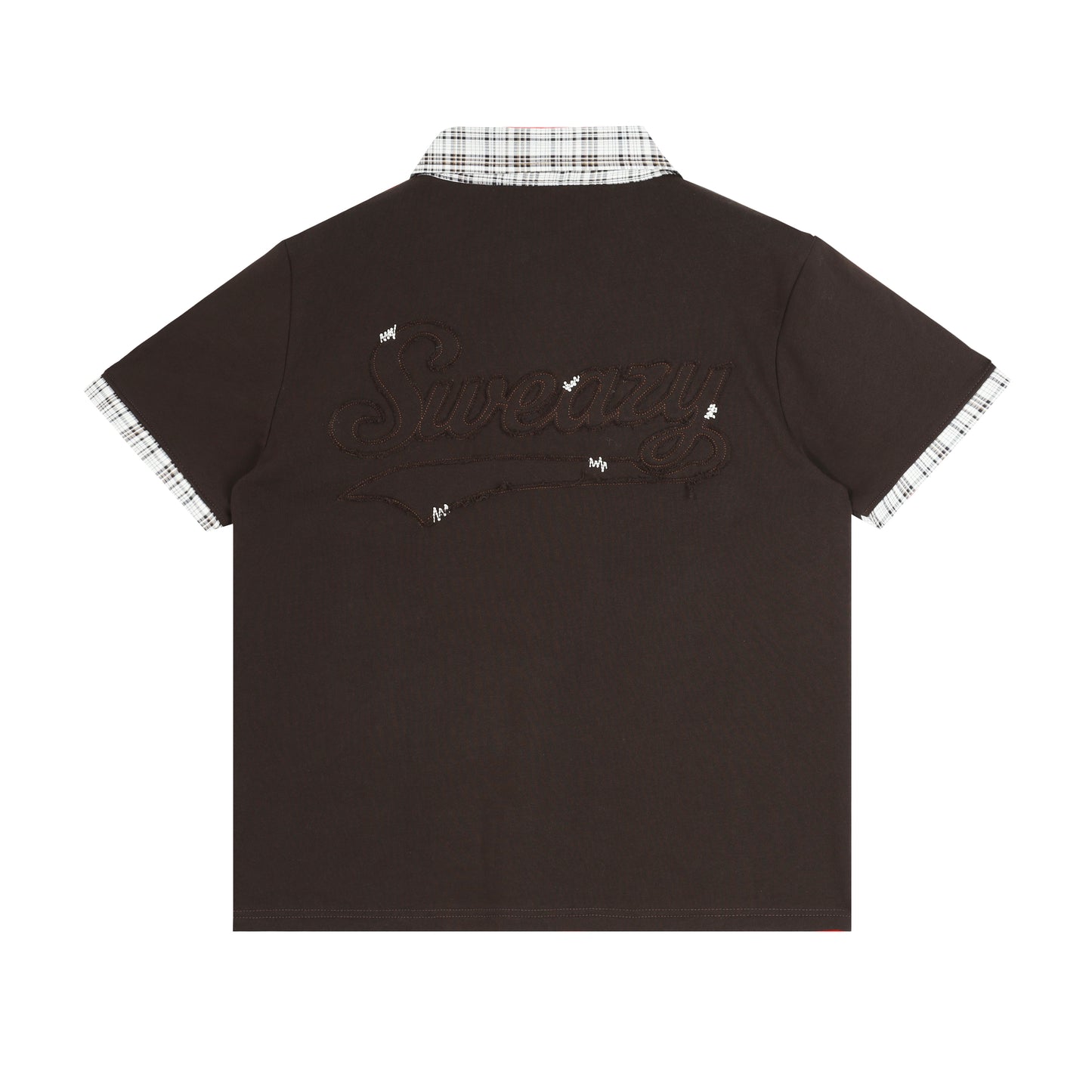 SWE PLAID POLO - BROWN