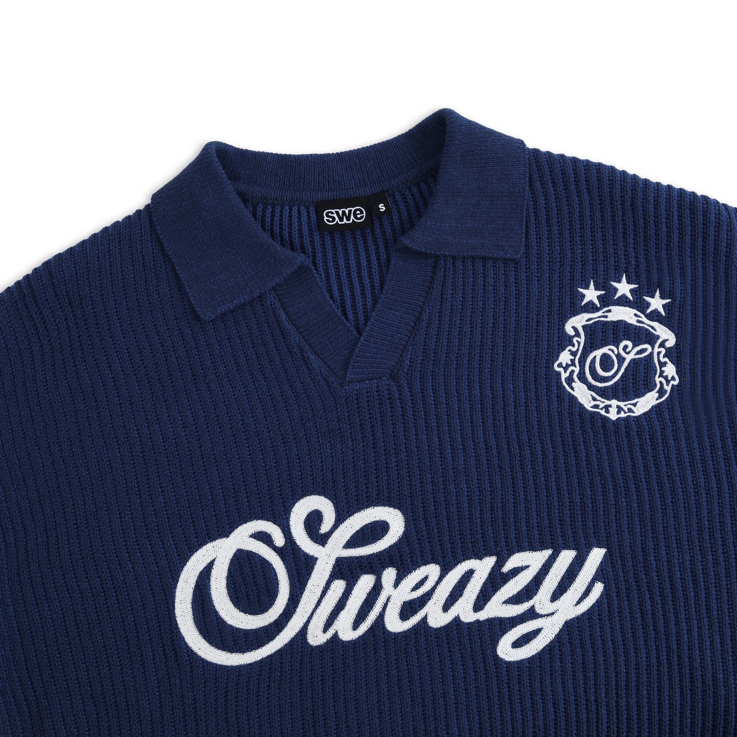 SWE L/S KNIT POLO - NAVY