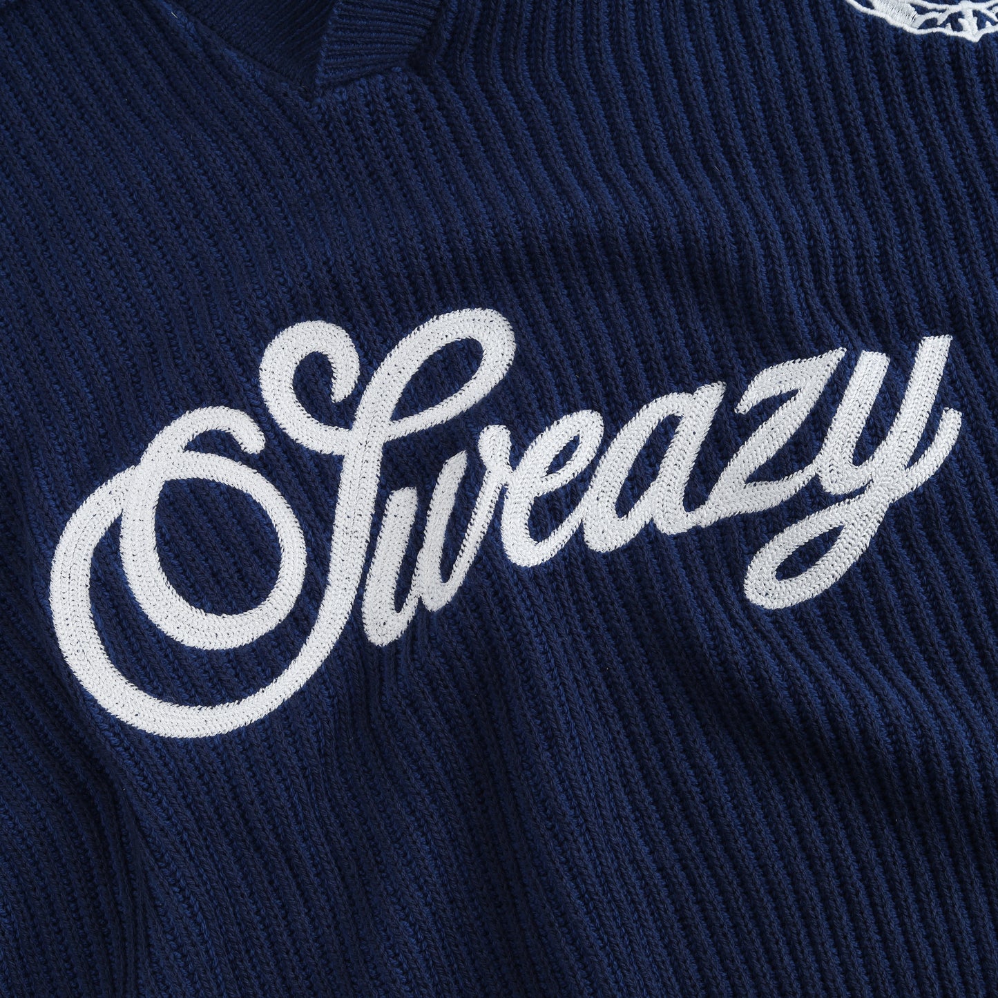SWE L/S KNIT POLO - NAVY