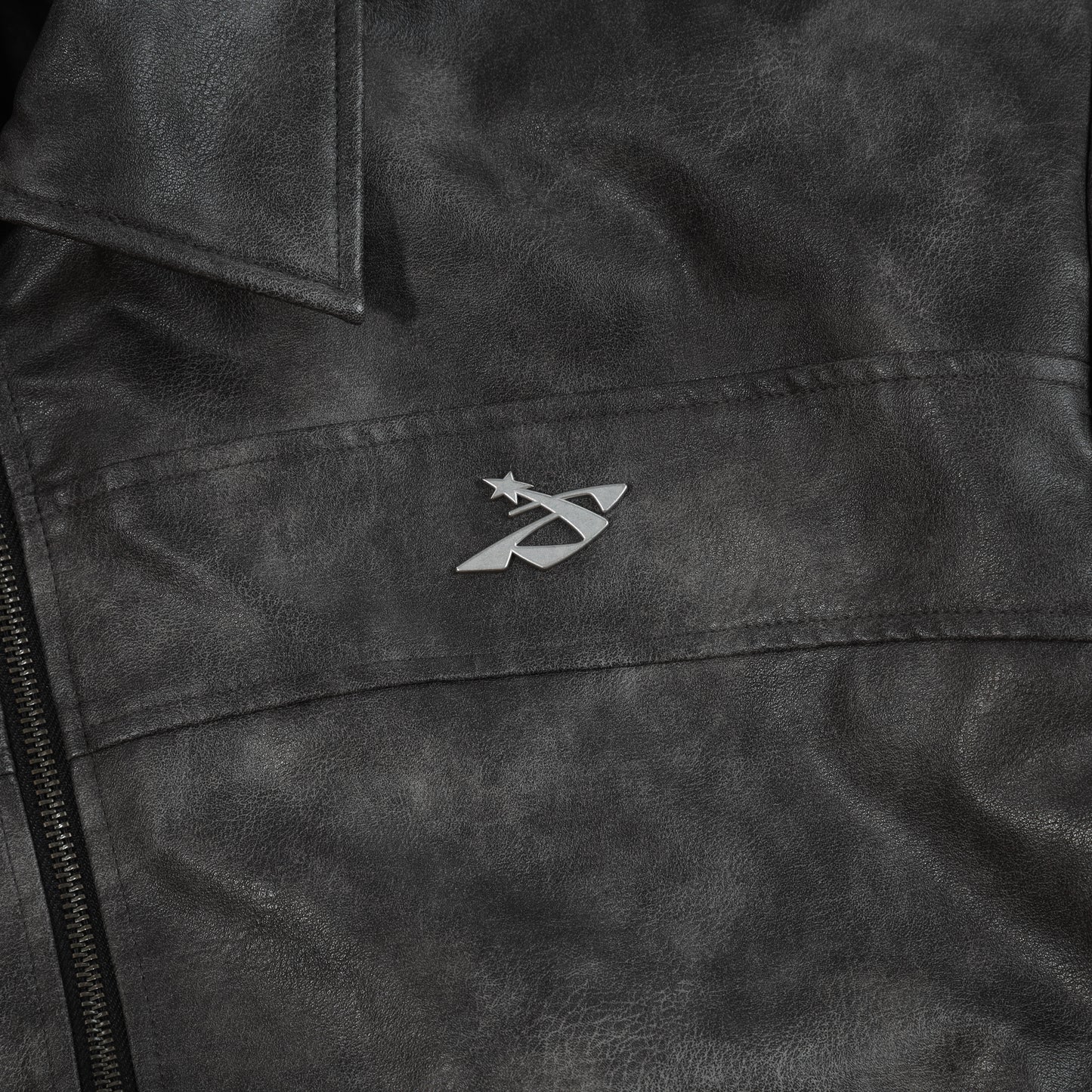SWE STONEWASHED LEATHER JACKET - BLACK