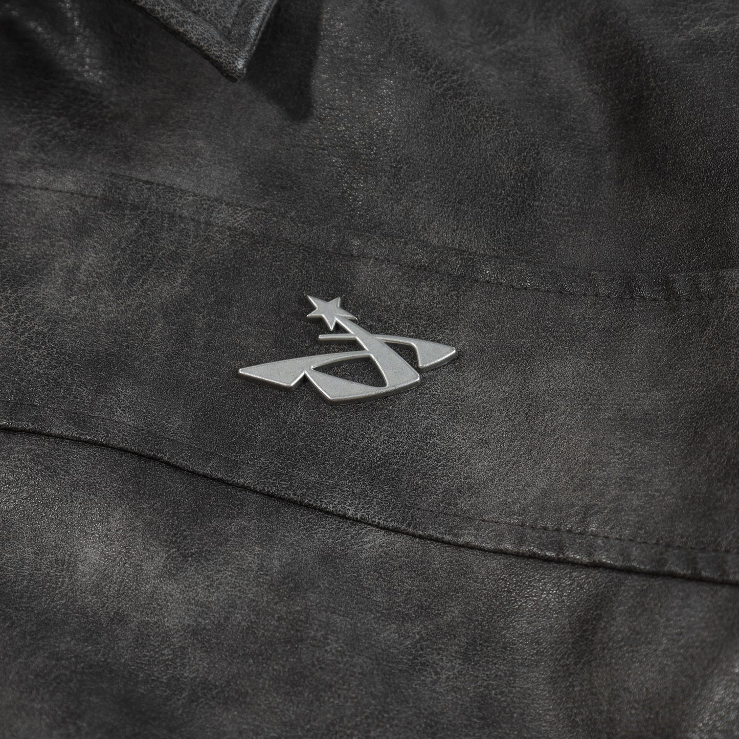 SWE STONEWASHED LEATHER JACKET - BLACK