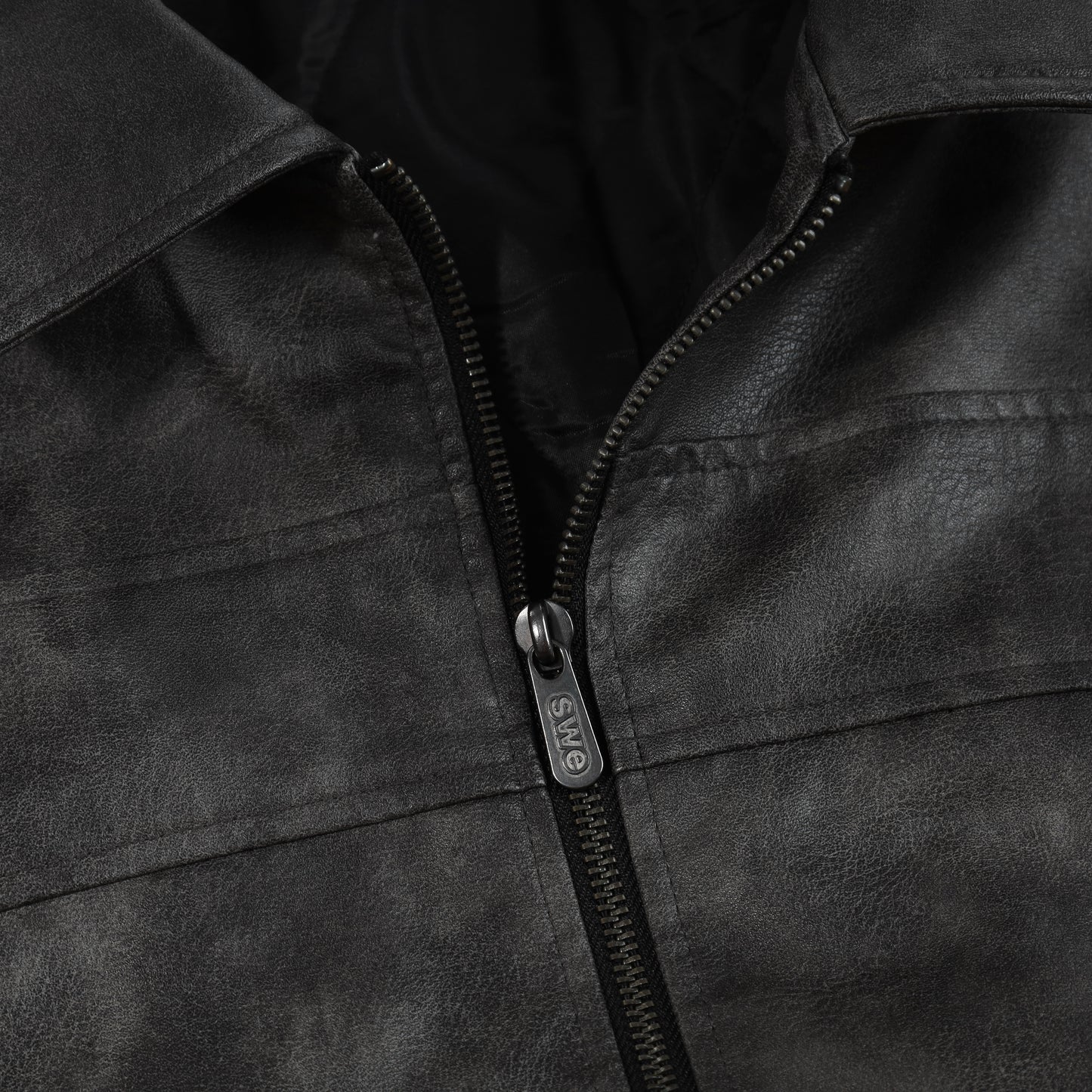SWE STONEWASHED LEATHER JACKET - BLACK