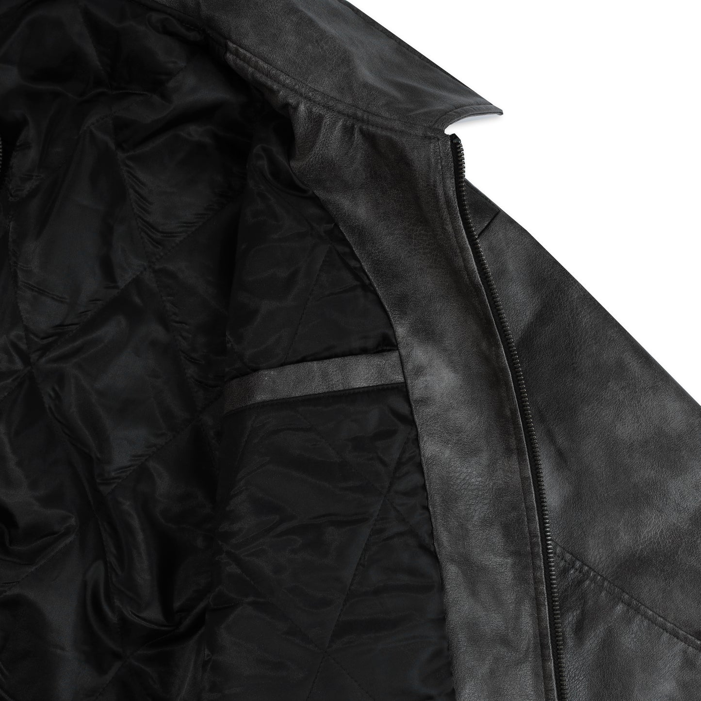 SWE STONEWASHED LEATHER JACKET - BLACK