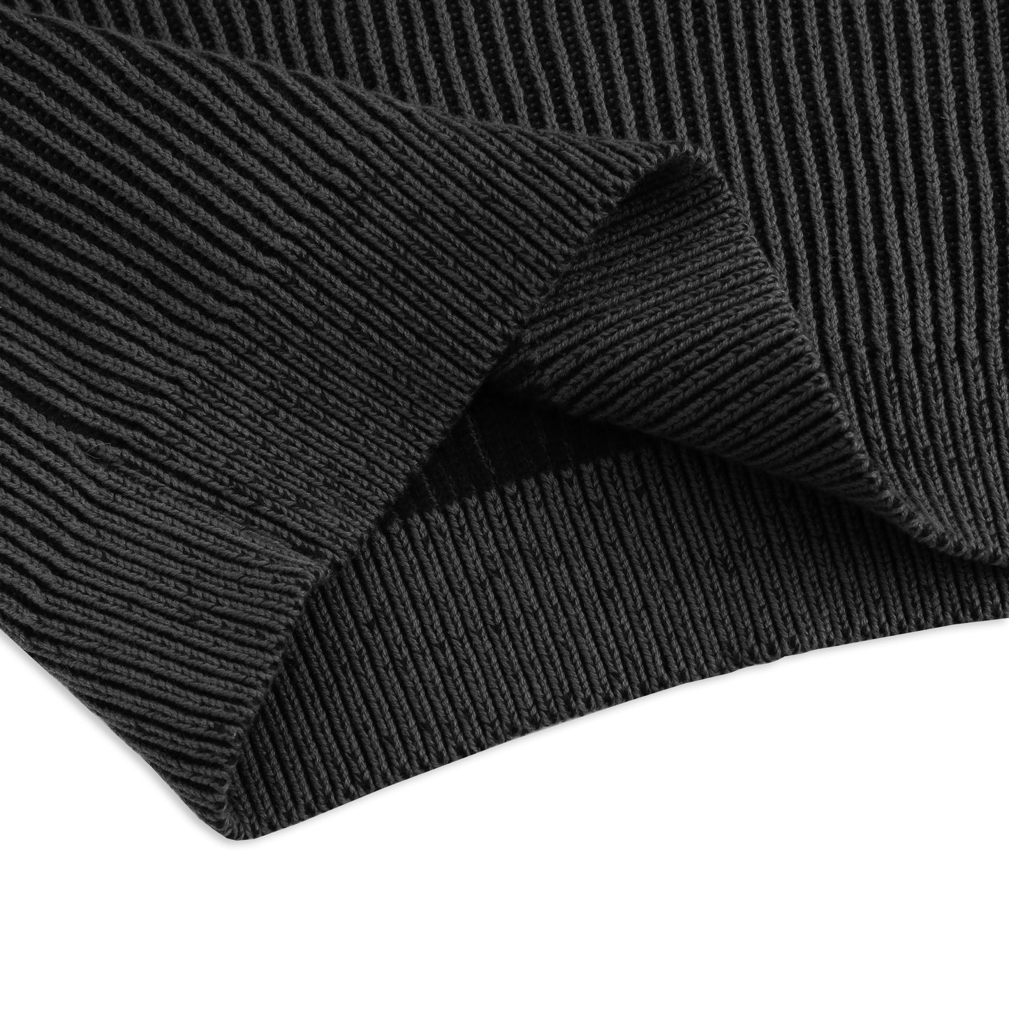 SWE L/S KNIT POLO - BLACK