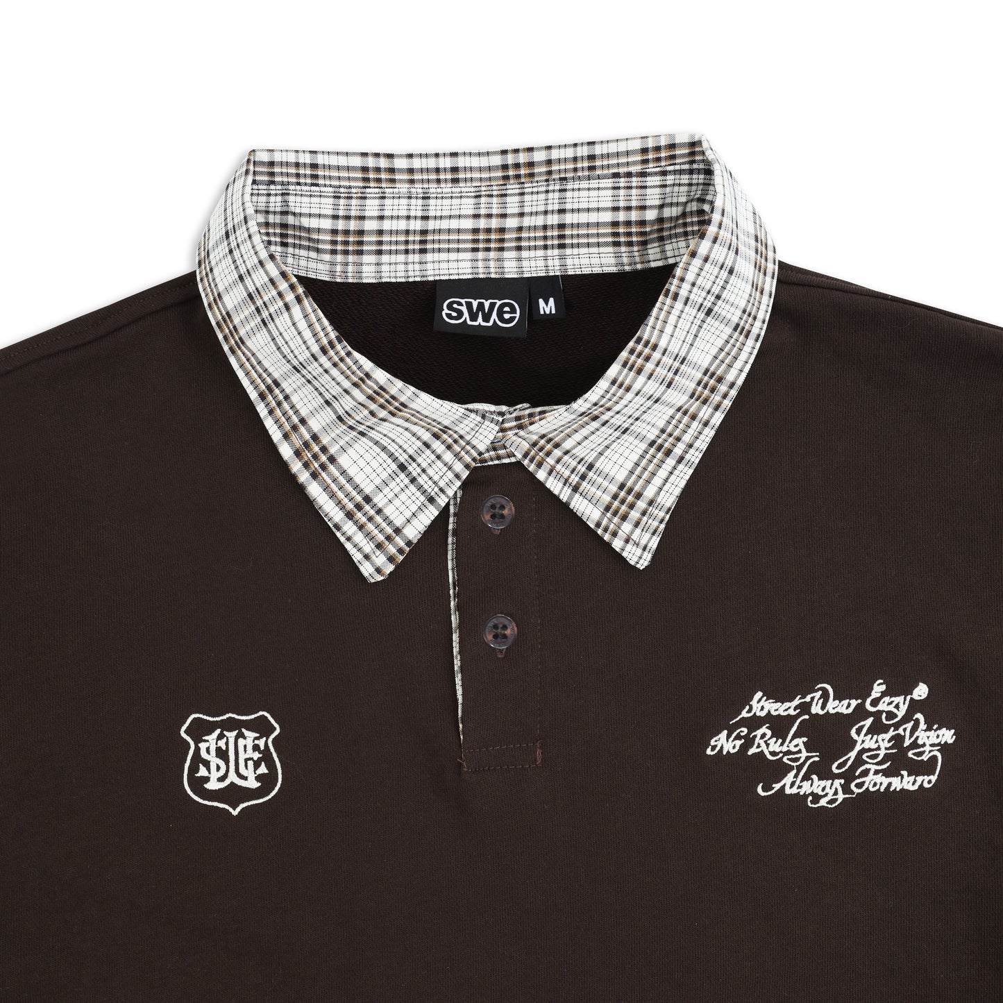 SWE PLAID POLO - BROWN
