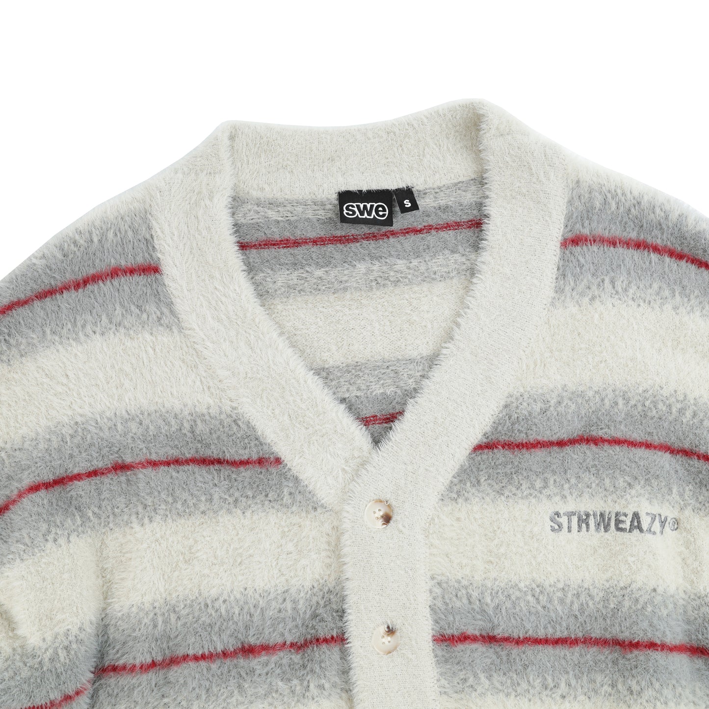 SWE MOHAIR CARDIGAN - STRIPED GRAY