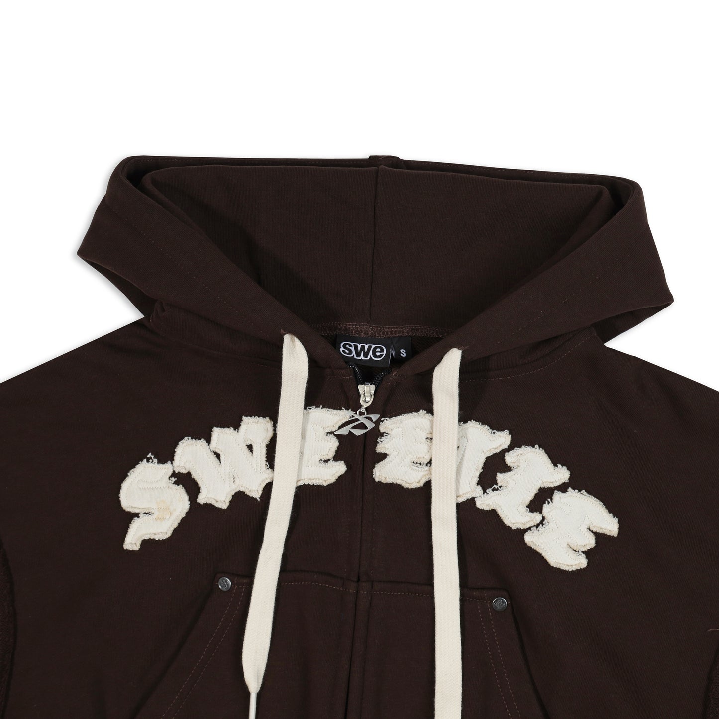 SWE ETIE CROPPED ZIP HOODIE - BROWN