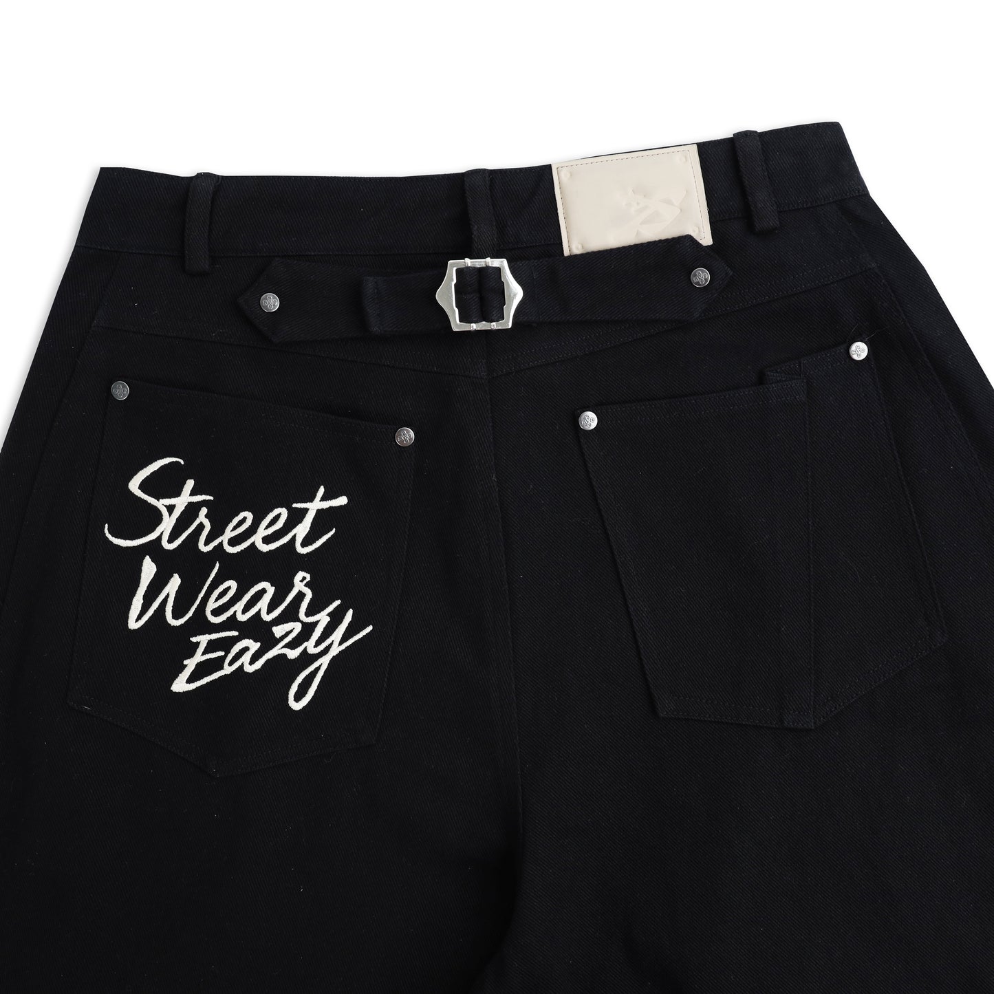 SWE BELTED WIDE PANTS - BLACK