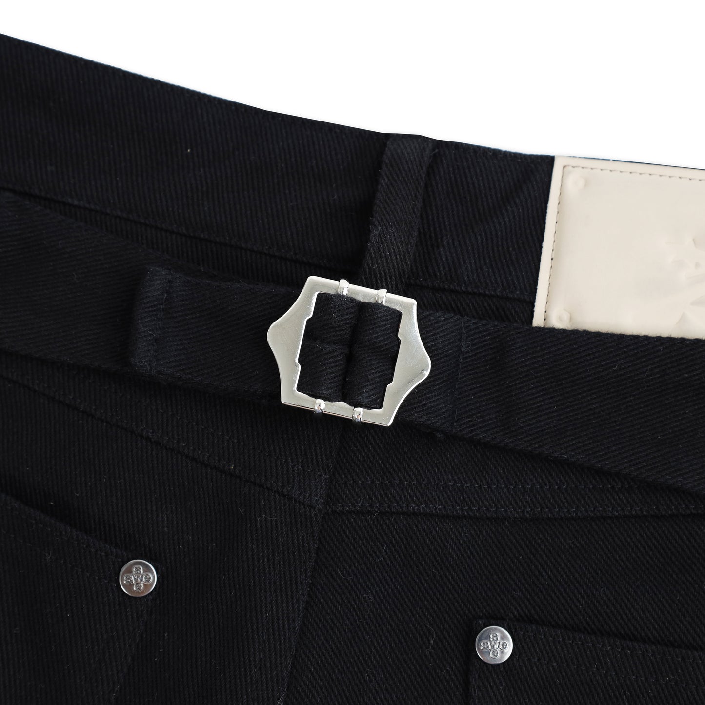 SWE BELTED WIDE PANTS - BLACK